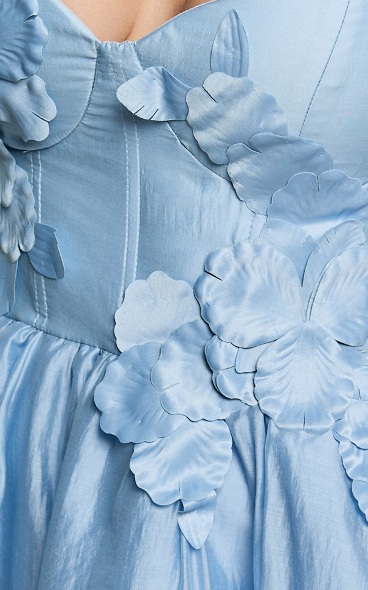 Amalie The Label - Lilou Flower Detail Corset Mini Dress in Light Blue