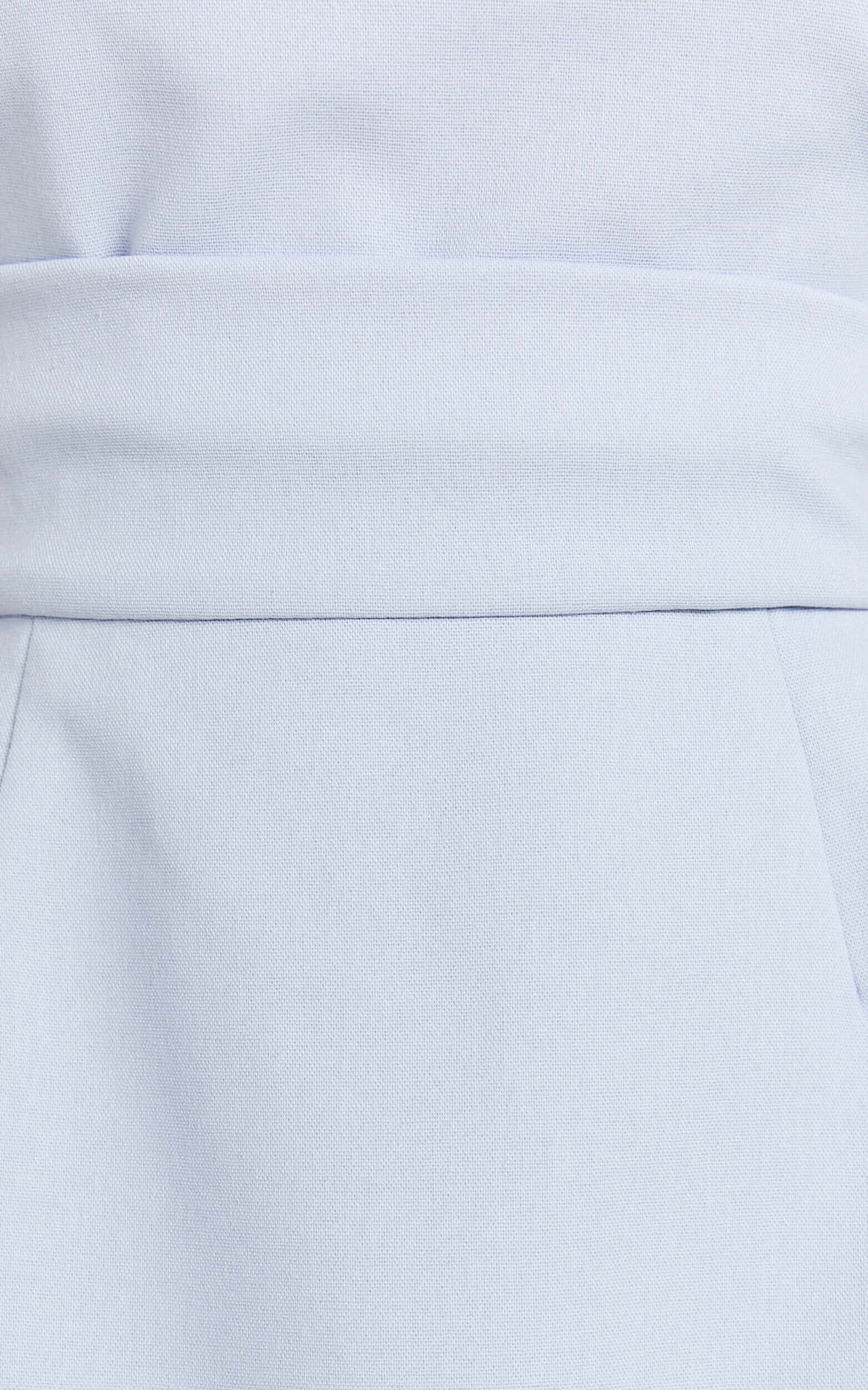 Millie Mini Dress - Linen Strapless Mini Dress in Blue