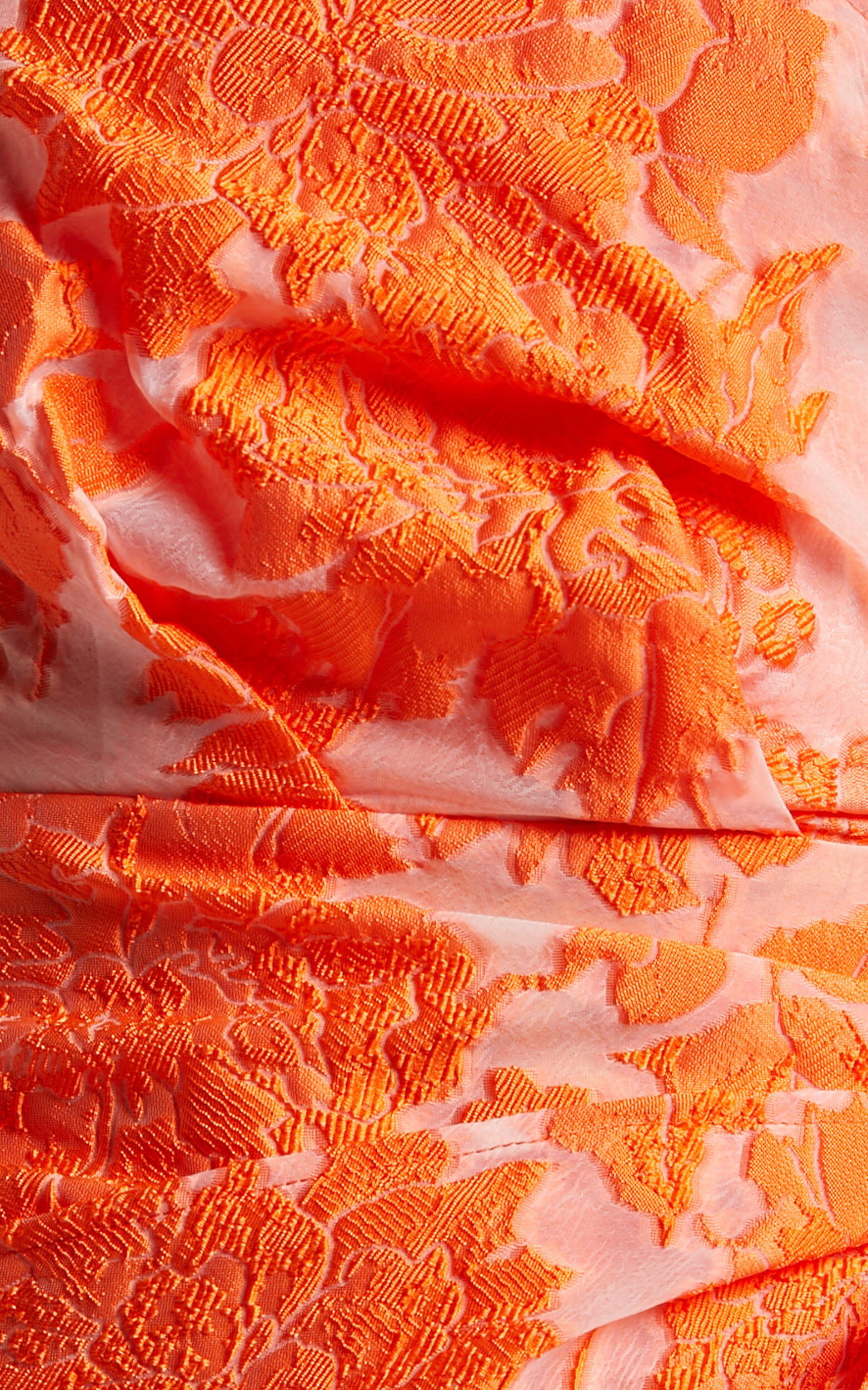 Brailey Mini Dress - One Shoulder Wrap Front Dress in Orange Jacquard