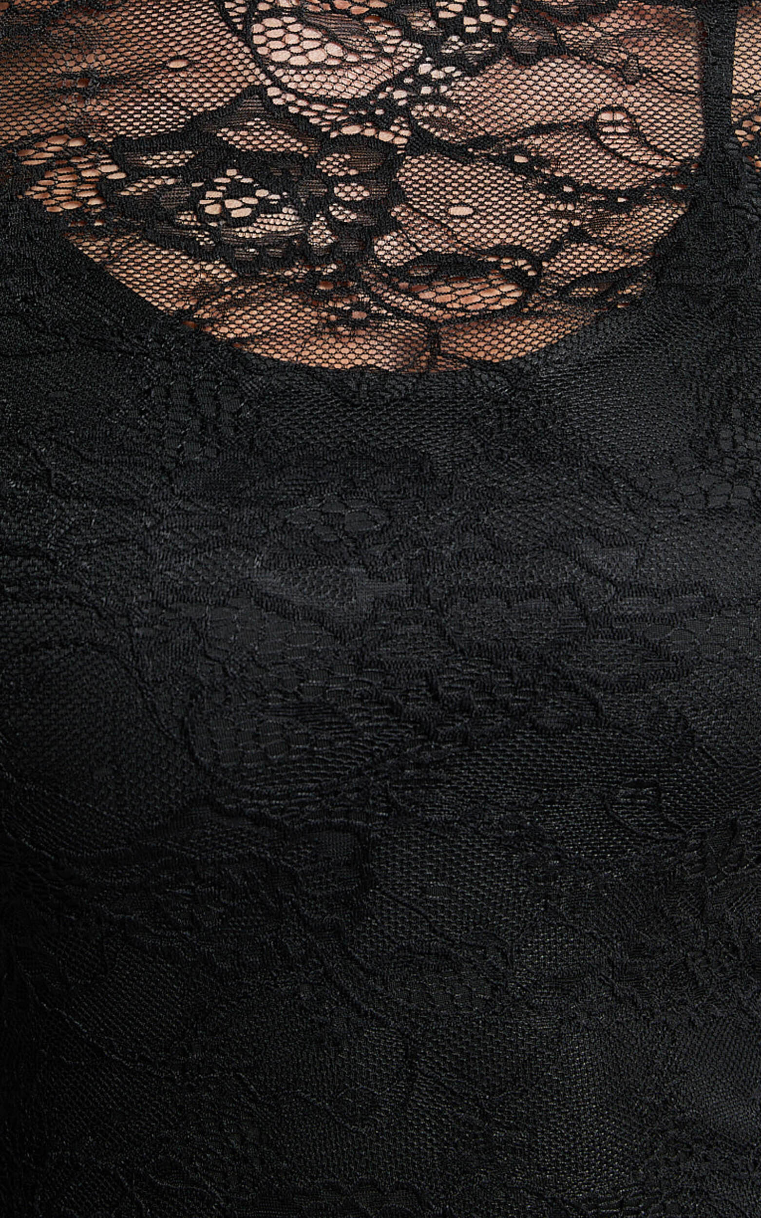 Yvette Midi Dress - High Neck Long Sleeve Slip Dress in Black