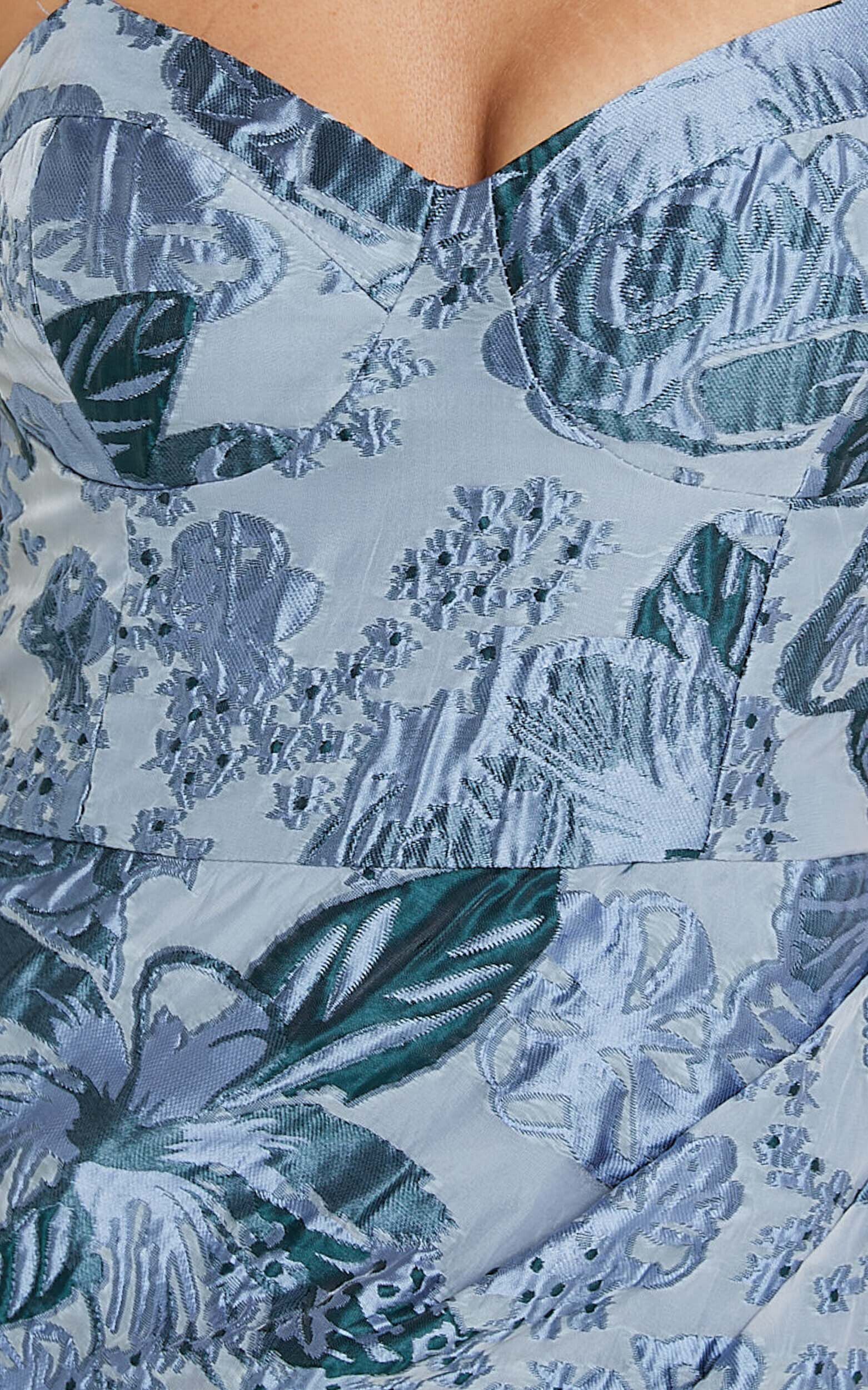 Alvera Midi Dress - Bustier Brailey Jacquard Midi Dress in Light Blue