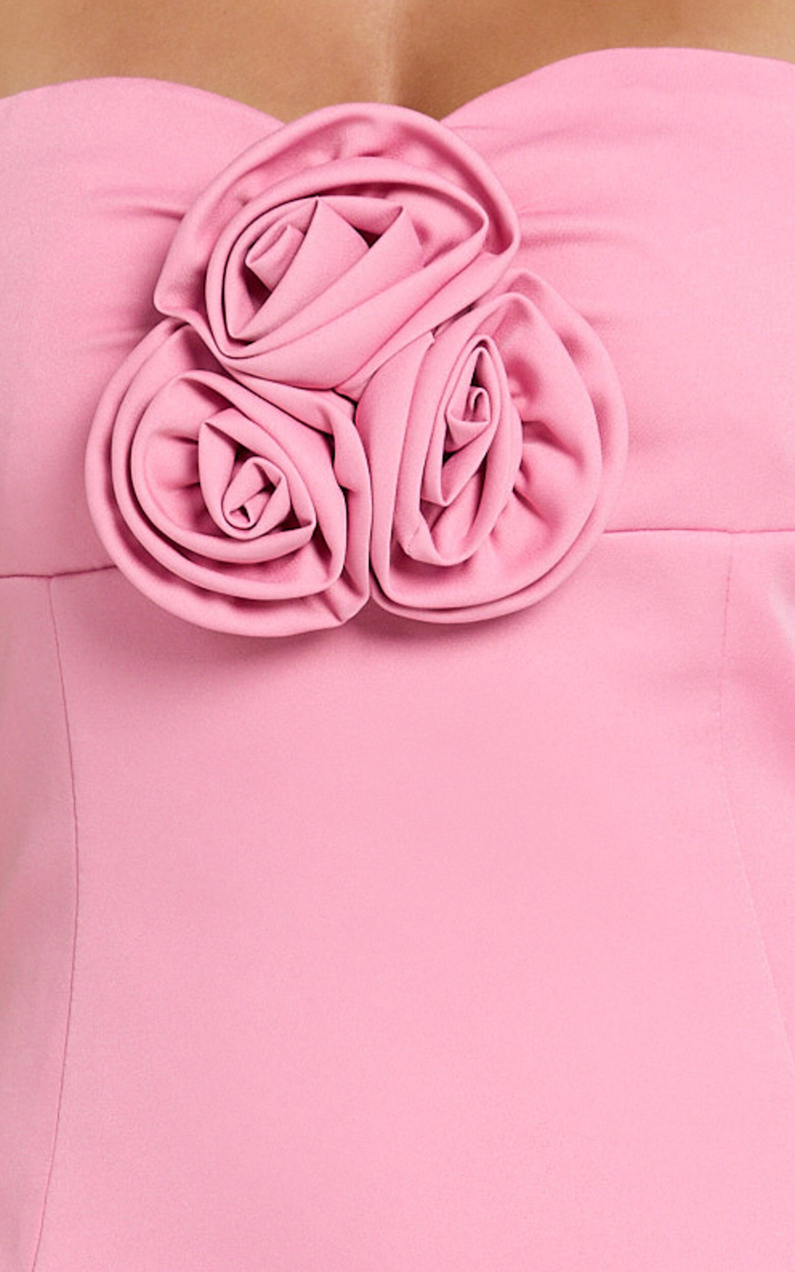 Odelle Mini Dress - Tulip Hem Cut Out 3D Floral Dress in Pink