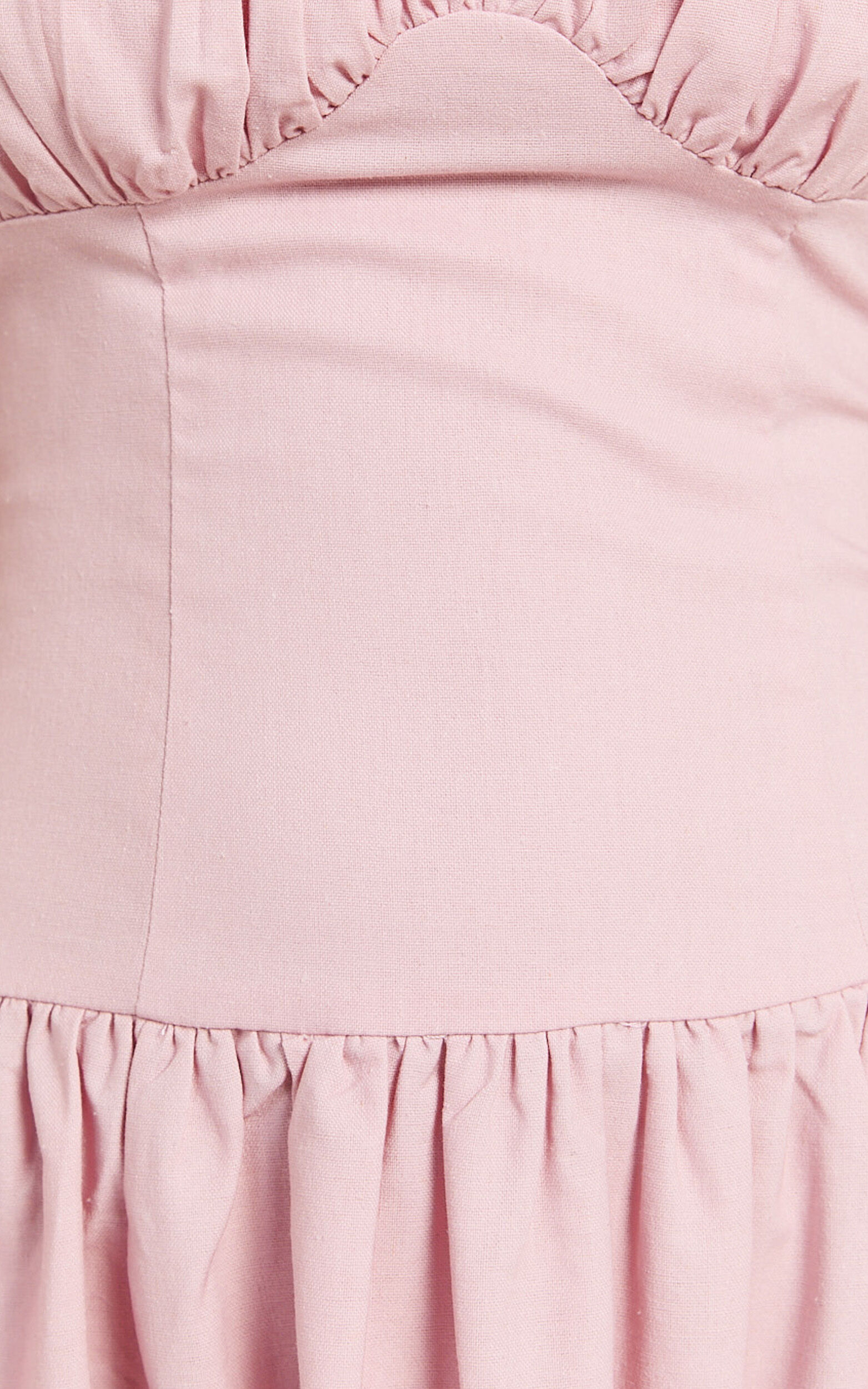 Jerah Midi Dress - Ruched Bust Full Skirt Dress in Pink