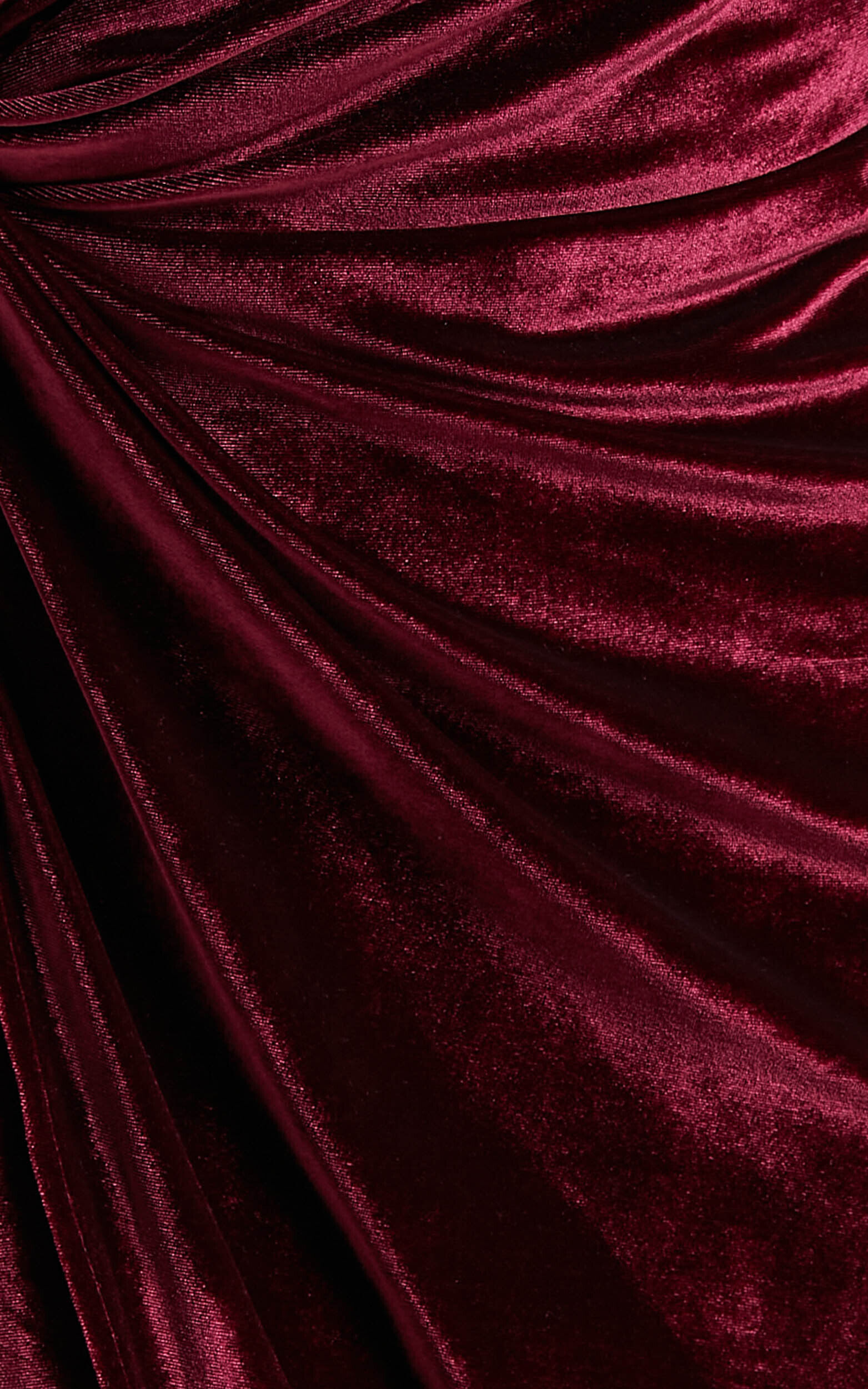 Loving Blind Midi Dress - Draped Thigh Split Dress in Wine Velvet