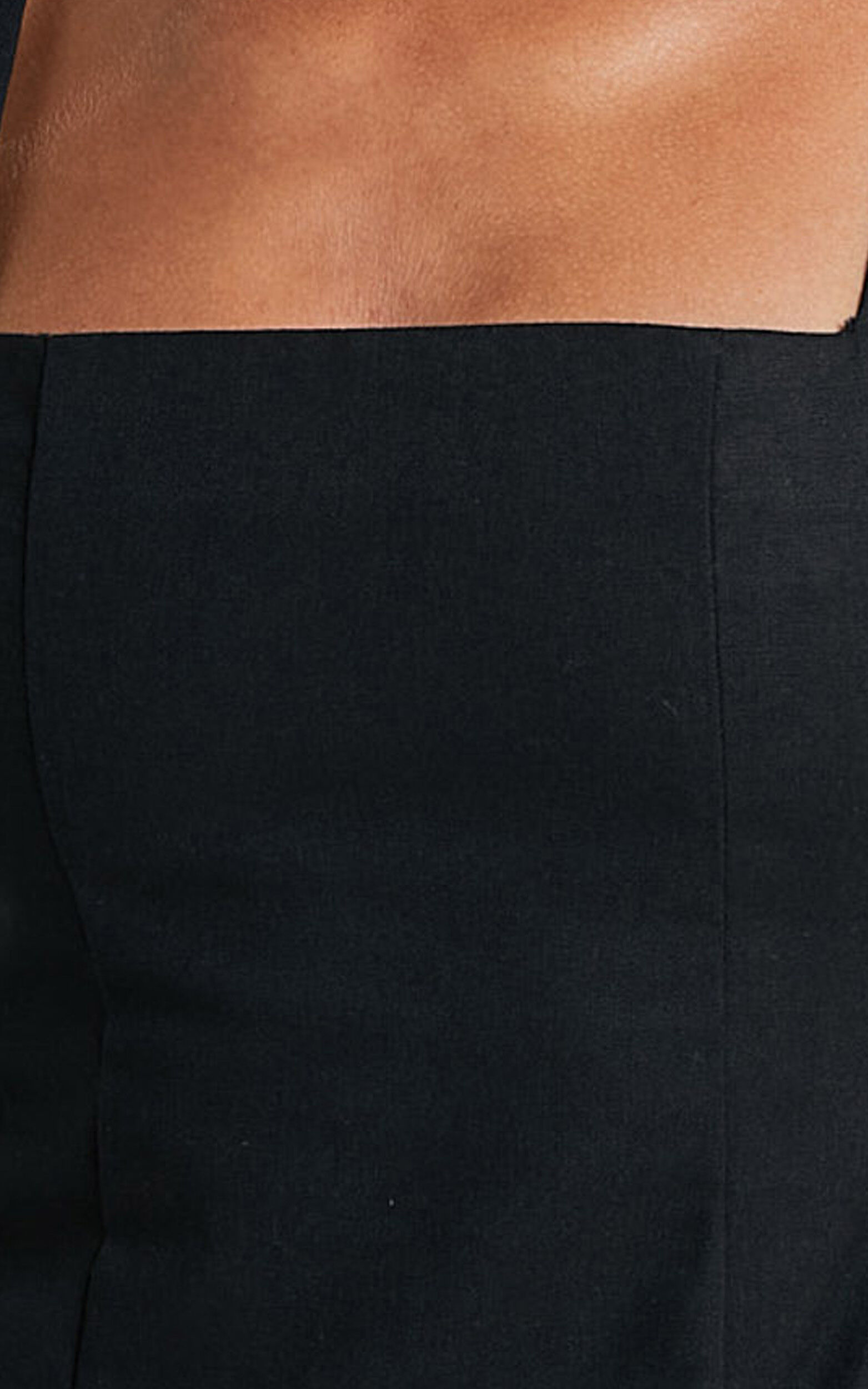 Adiana Mini Dress - Linen Square Neck Shirred Back A Line Dress in Black