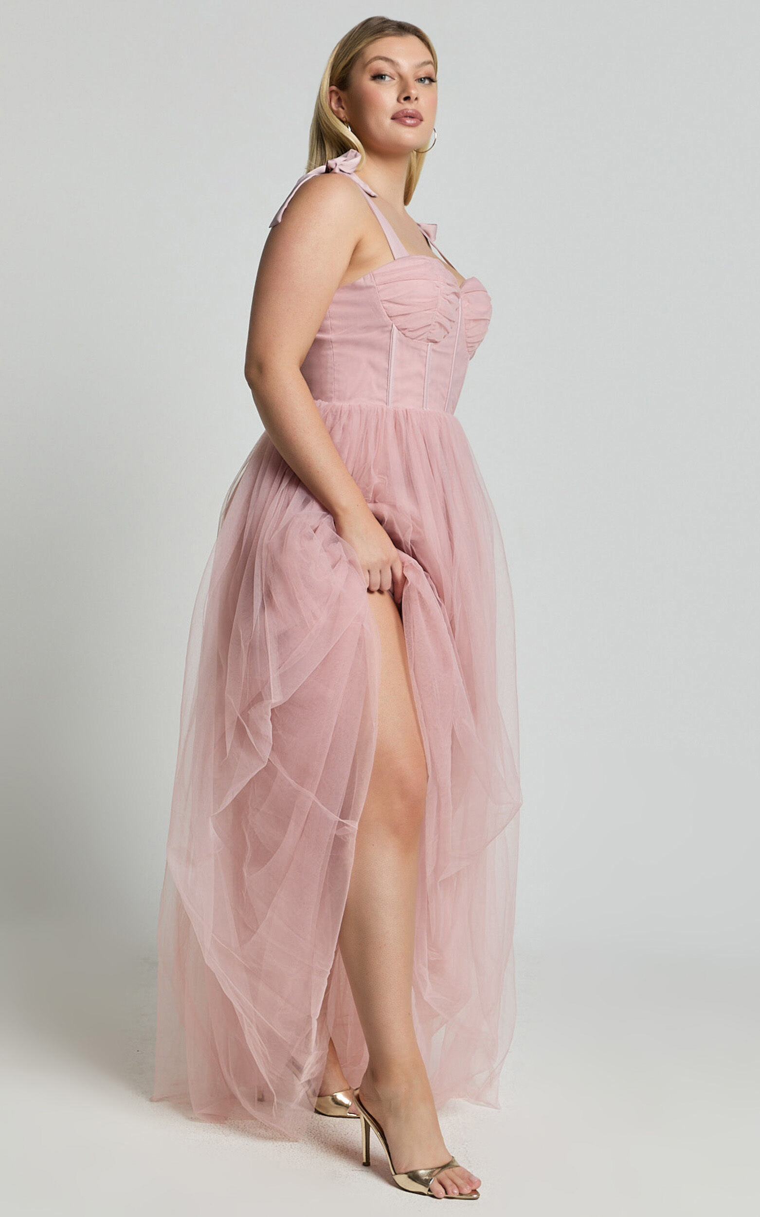 Emmary - Bustier Bodice Tulle Dress in Pink