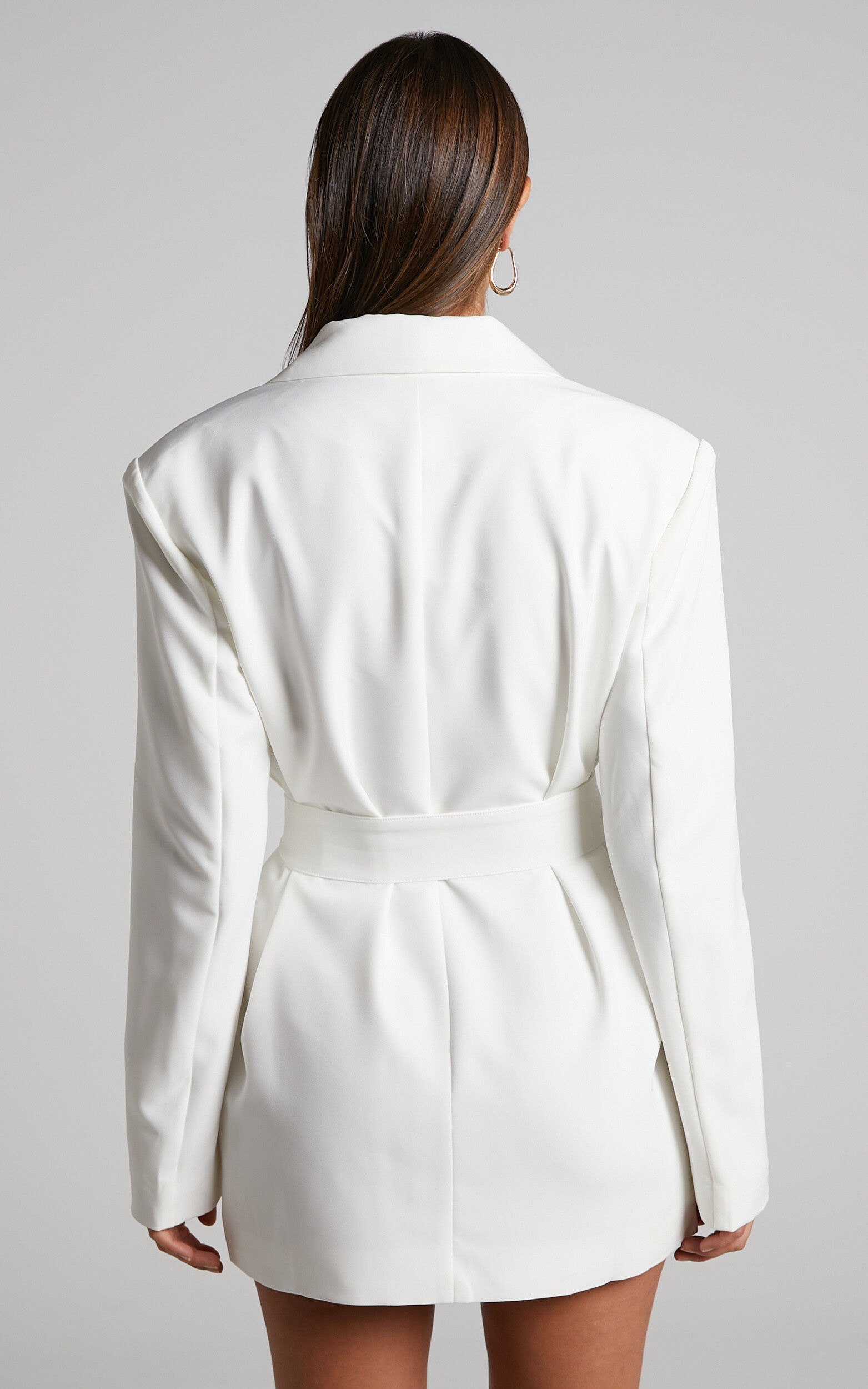Denali Mini Dress - Tie Waist Blazer Dress in White
