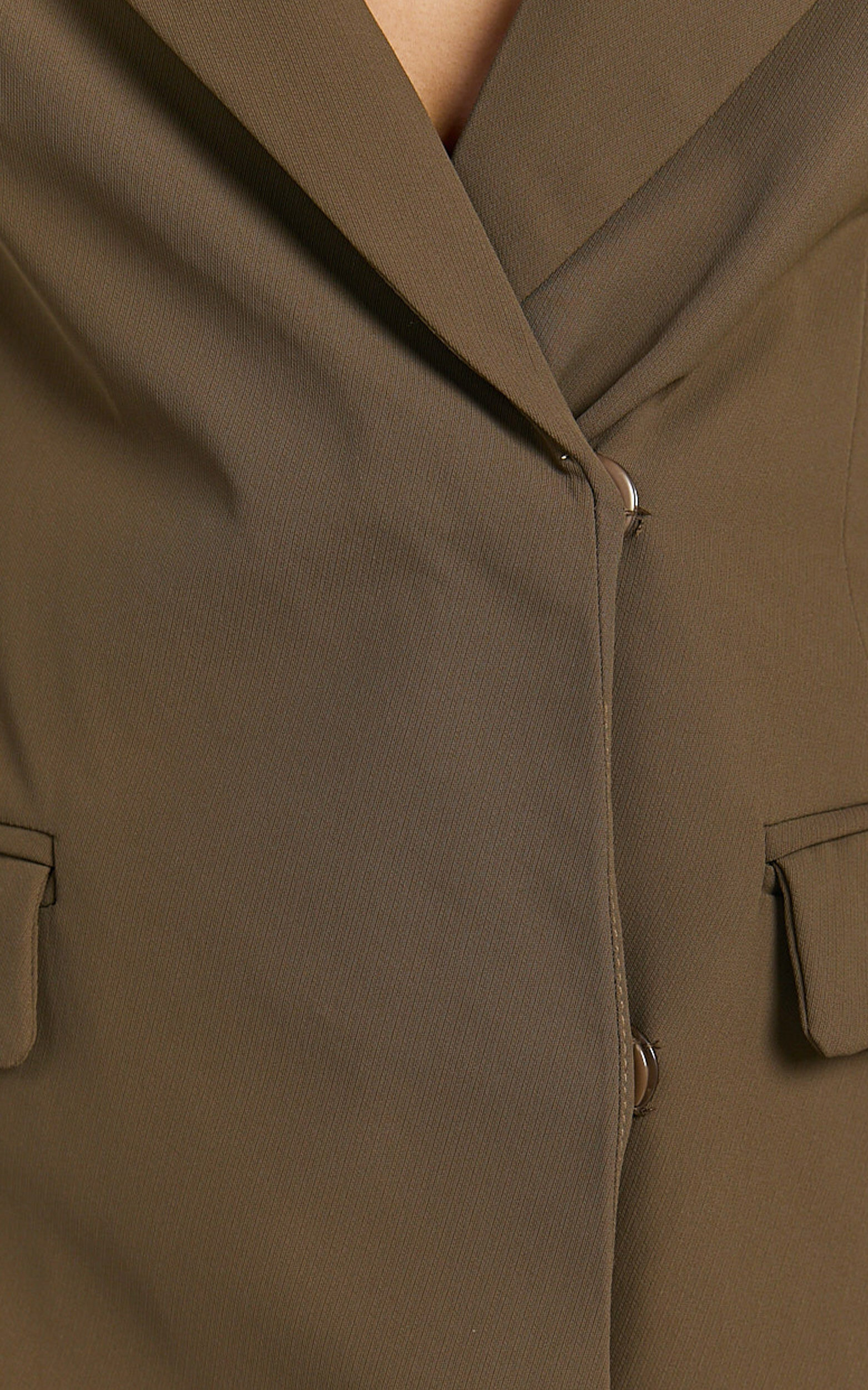 Amery Mini Dress - Button Front Blazer Dress in Chocolate