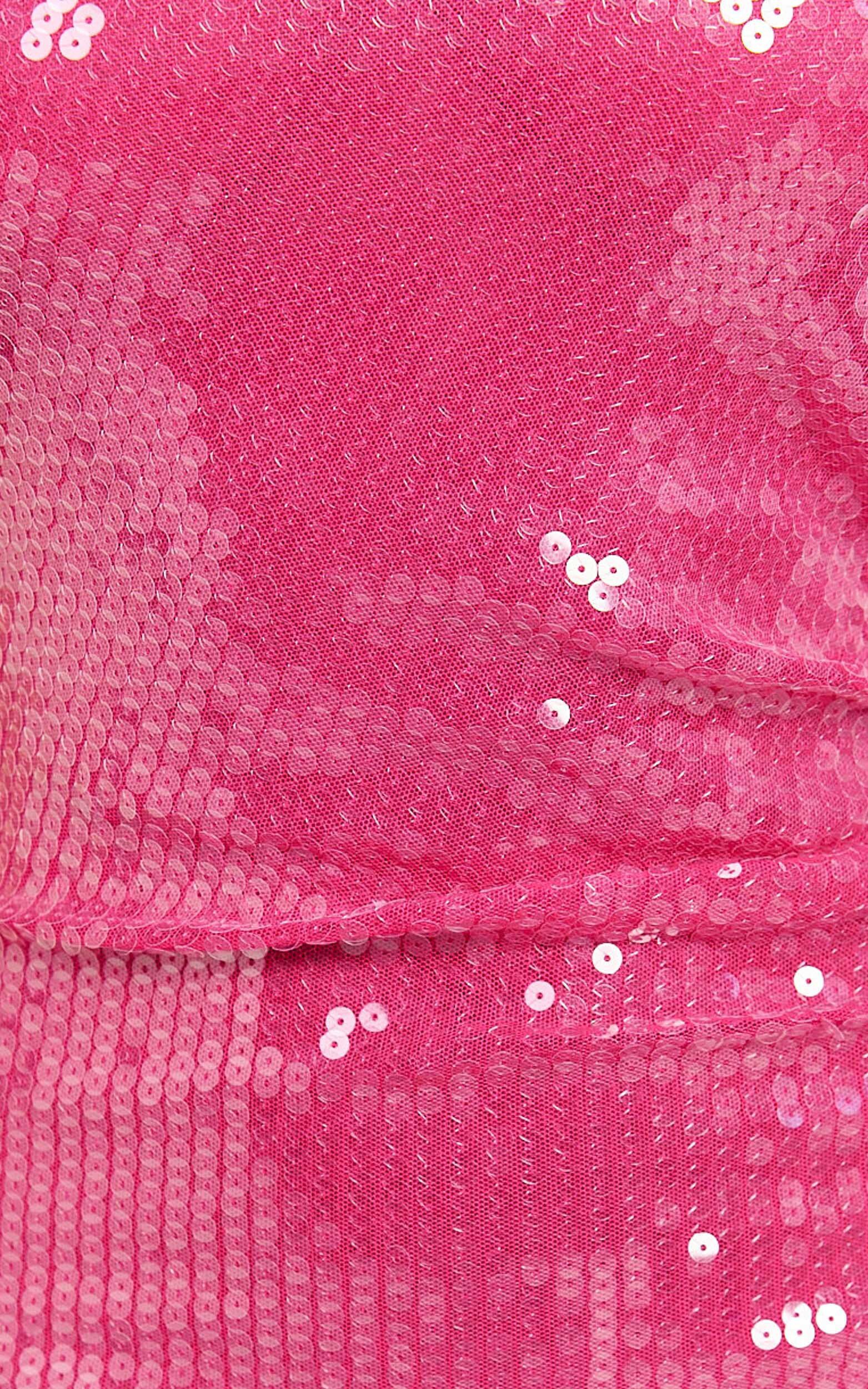 Tymia Mini Dress - Sequin One Shoulder Bodycon Dress in Hot Pink