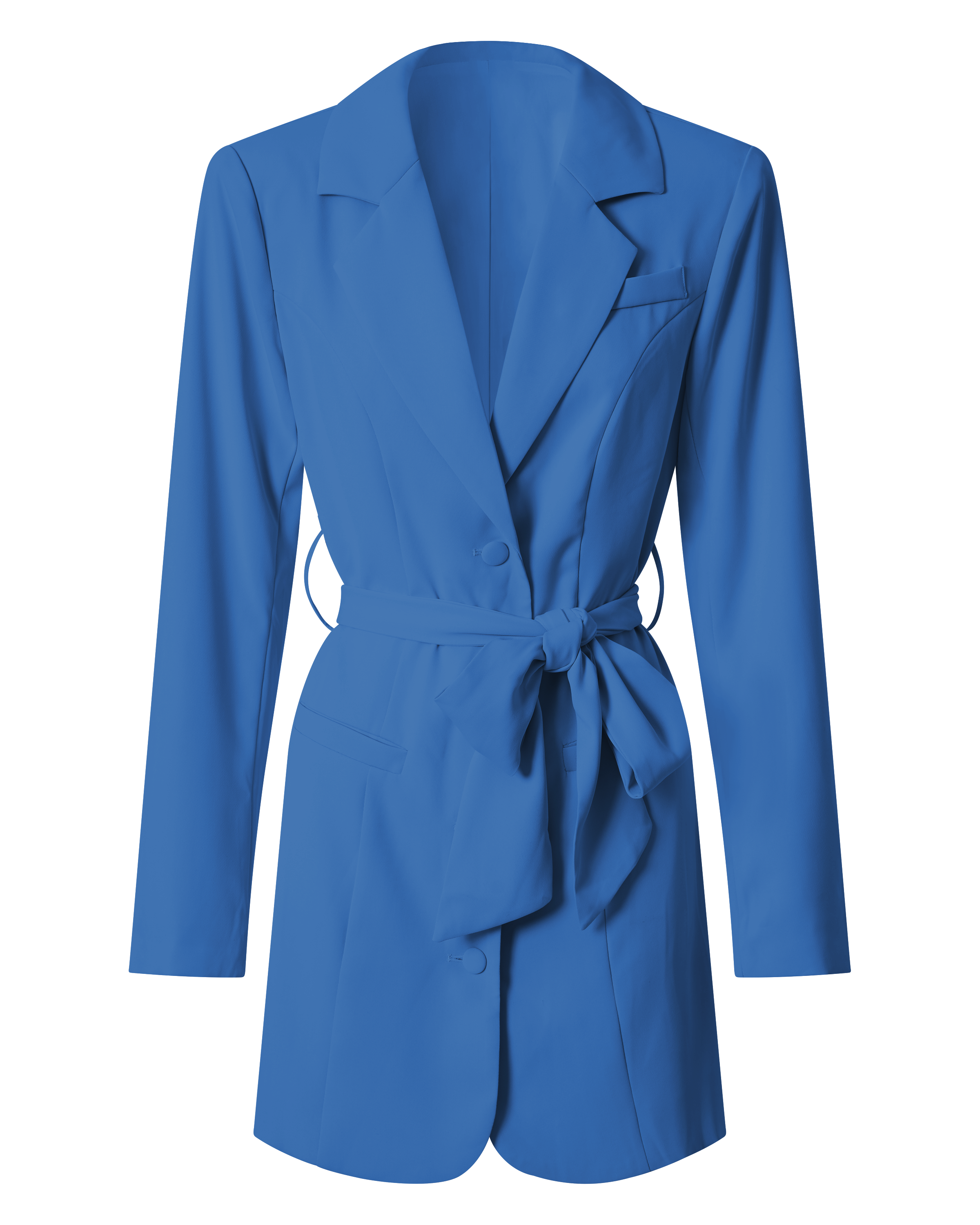 Mhina Mini Dress - Waist Tie Blazer Dress in Cobalt
