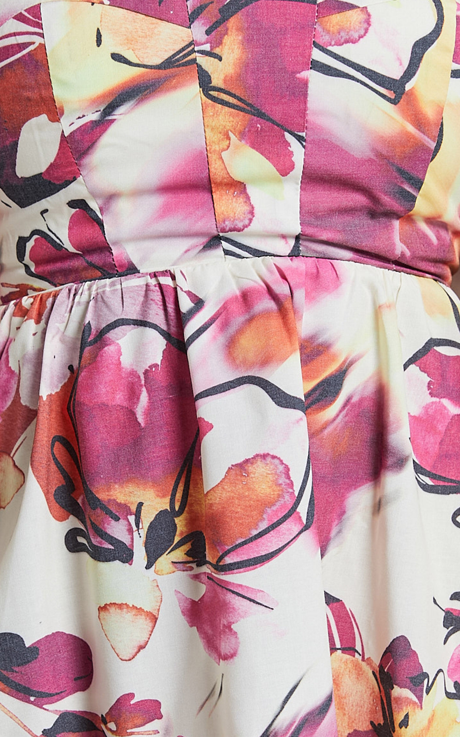 Gretchen Mini Dress - Puff Sleeve Babydoll Dress in Dahlia Dusk Floral