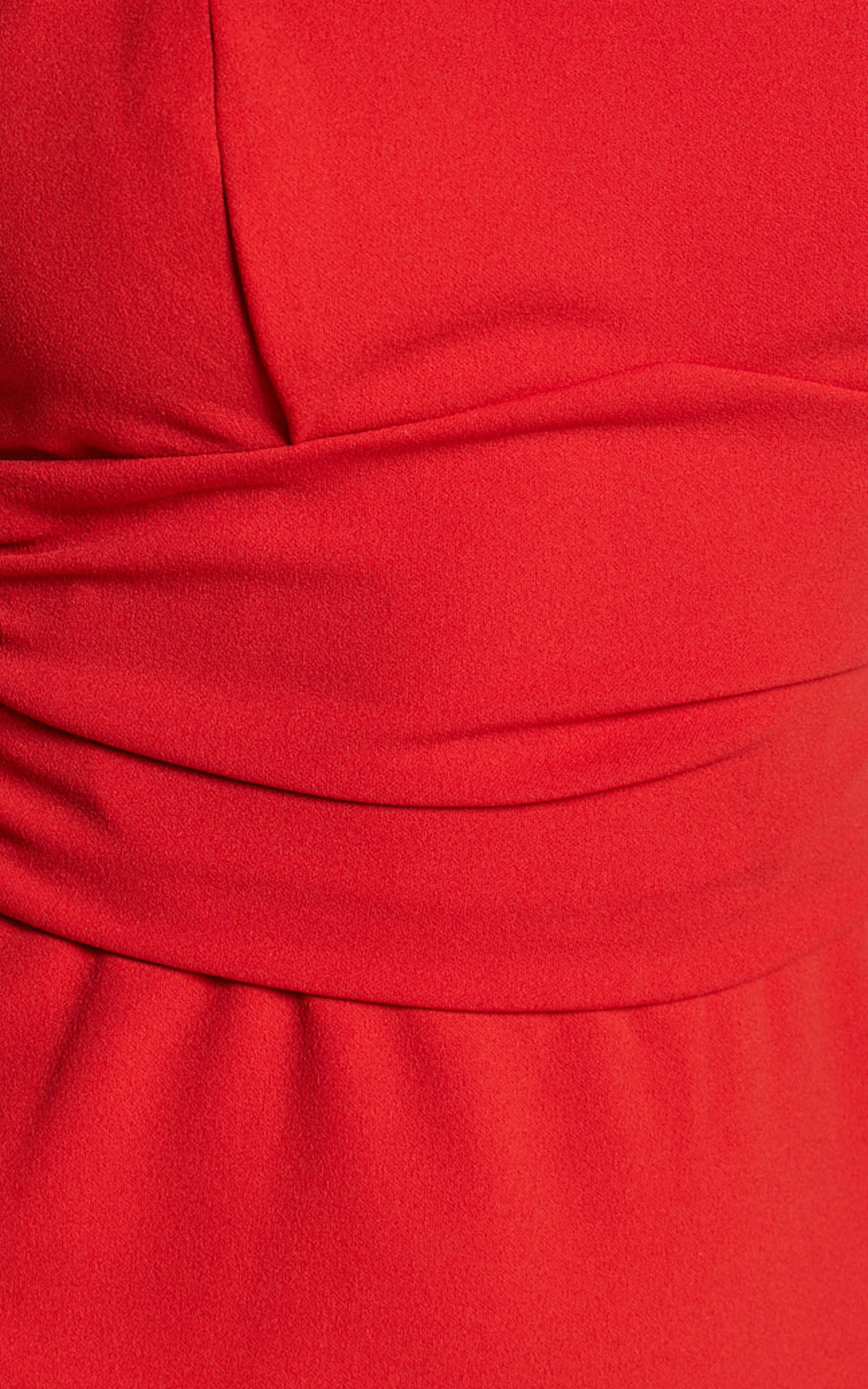 Tahlia Midi Dress - Sweetheart Ruched Dress in Red