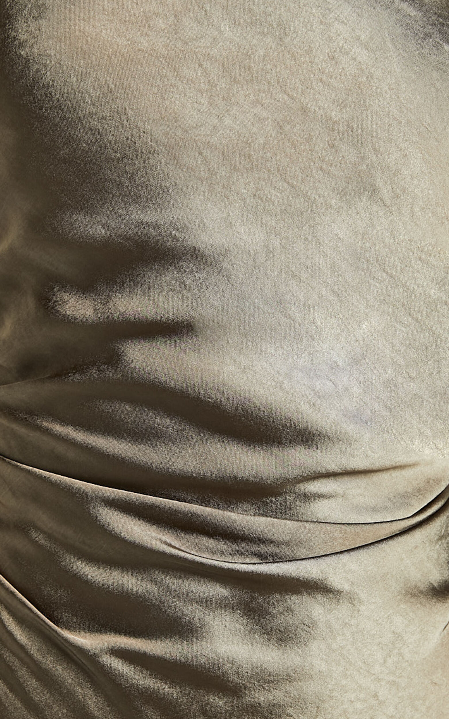 Aluna Midi Dress - High Neck Cross Back Satin Slip Dress in Olive