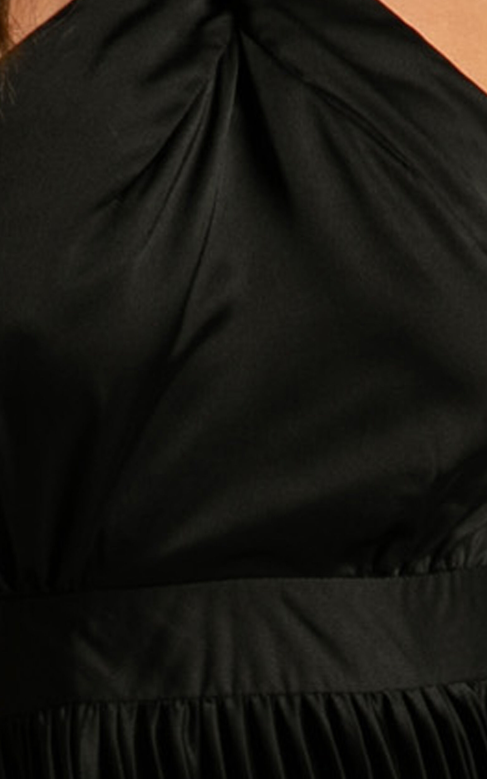 Eloise Midi Dress - Halter Neck Pleated Dress in Black