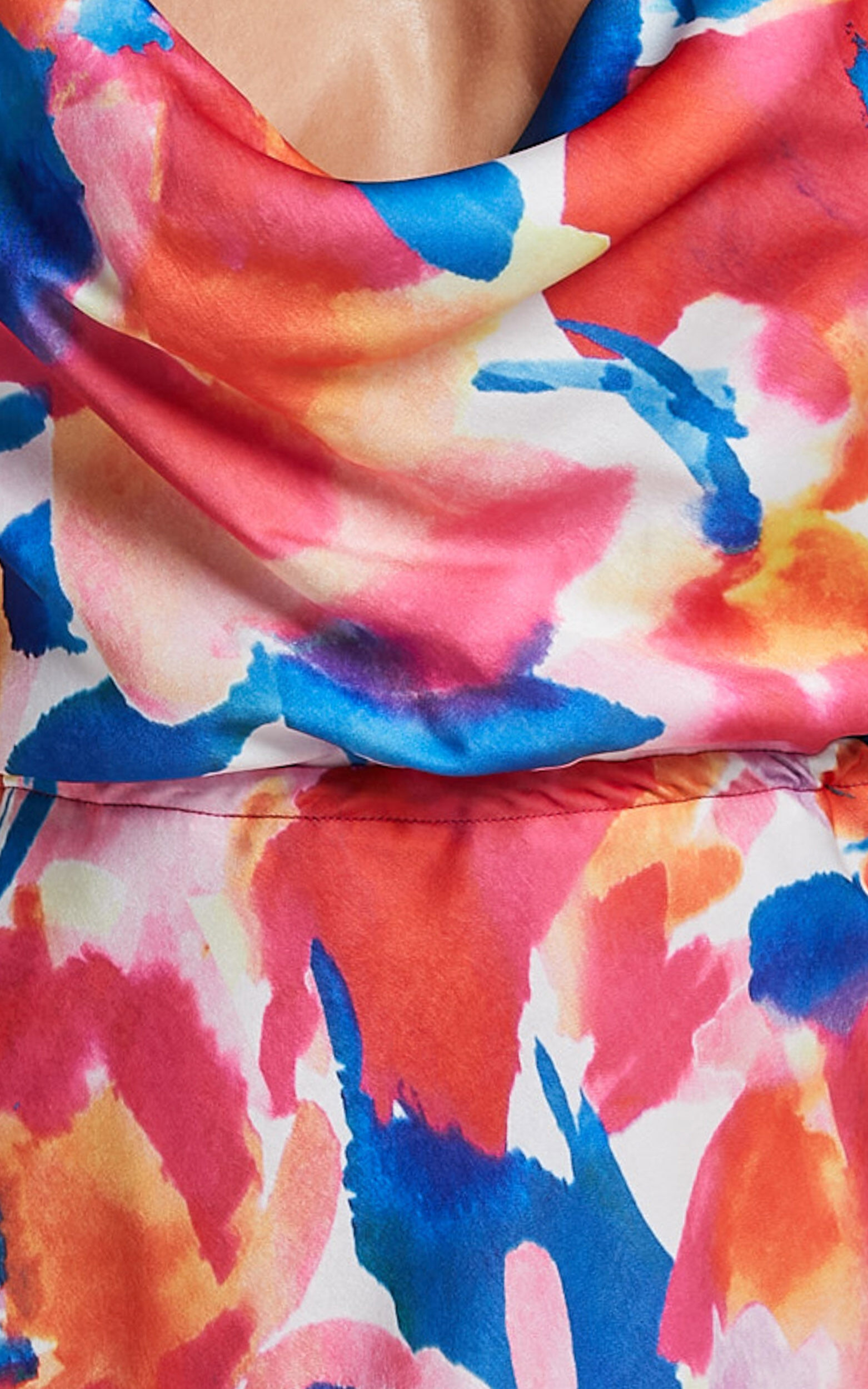 Davian Mini Dress - Cowl Neck Strappy in Pink Floral