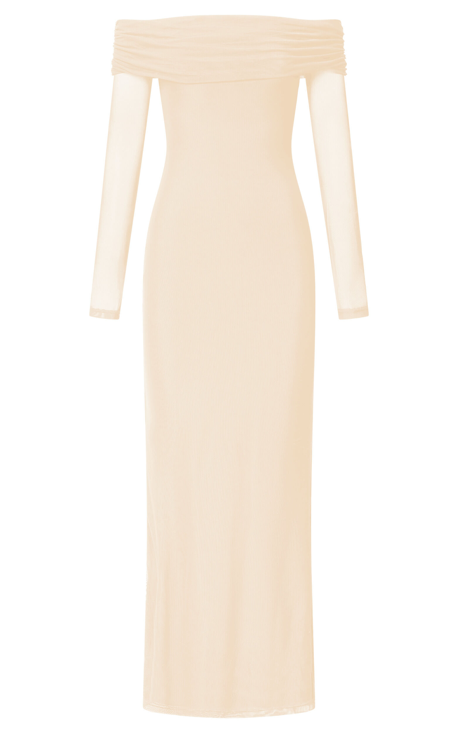 Bethanie Maxi Dress - Off The Shoulder Mesh Dress in Cream