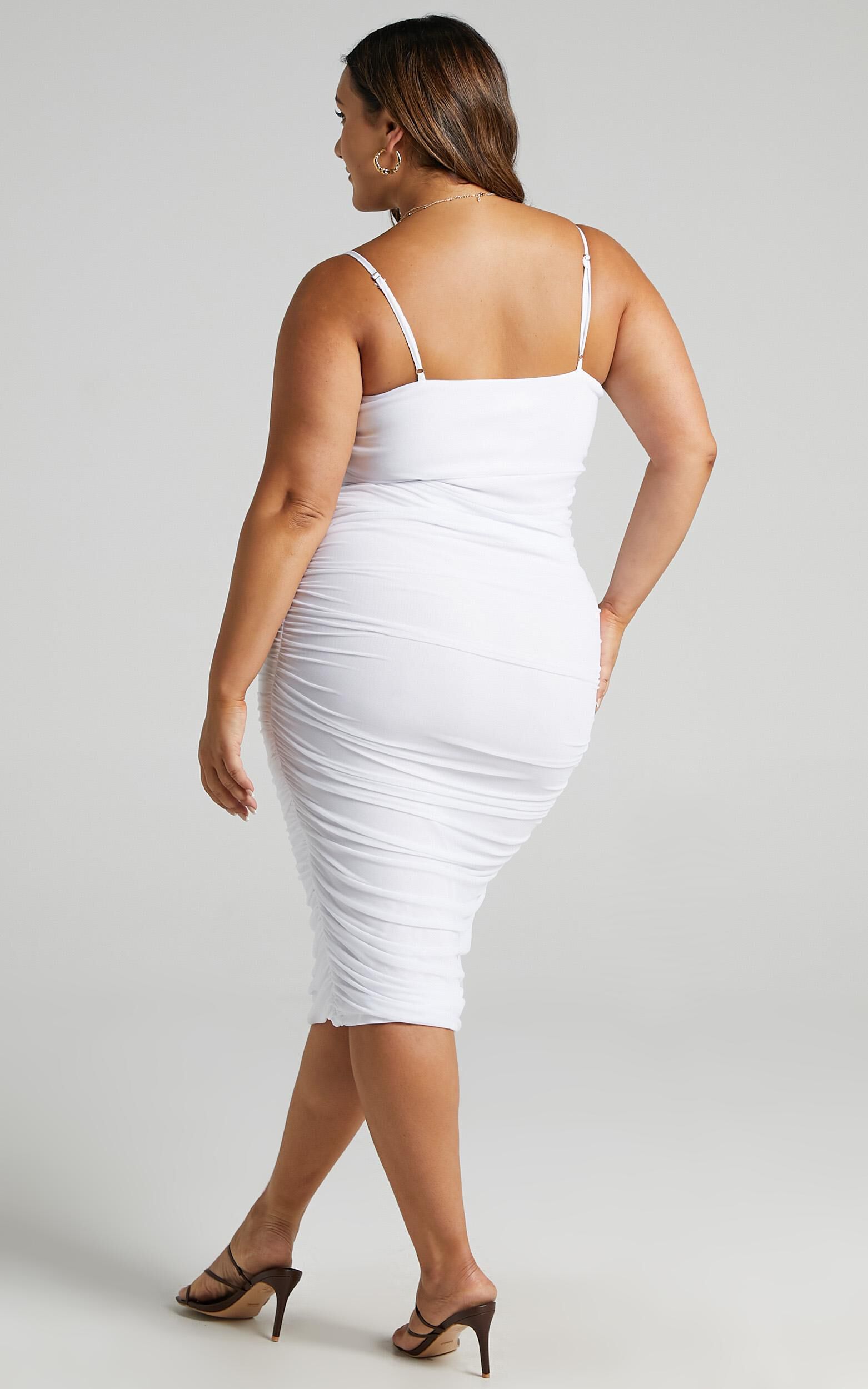 Coming For You Midi Dress - Mesh Dress in White Mesh