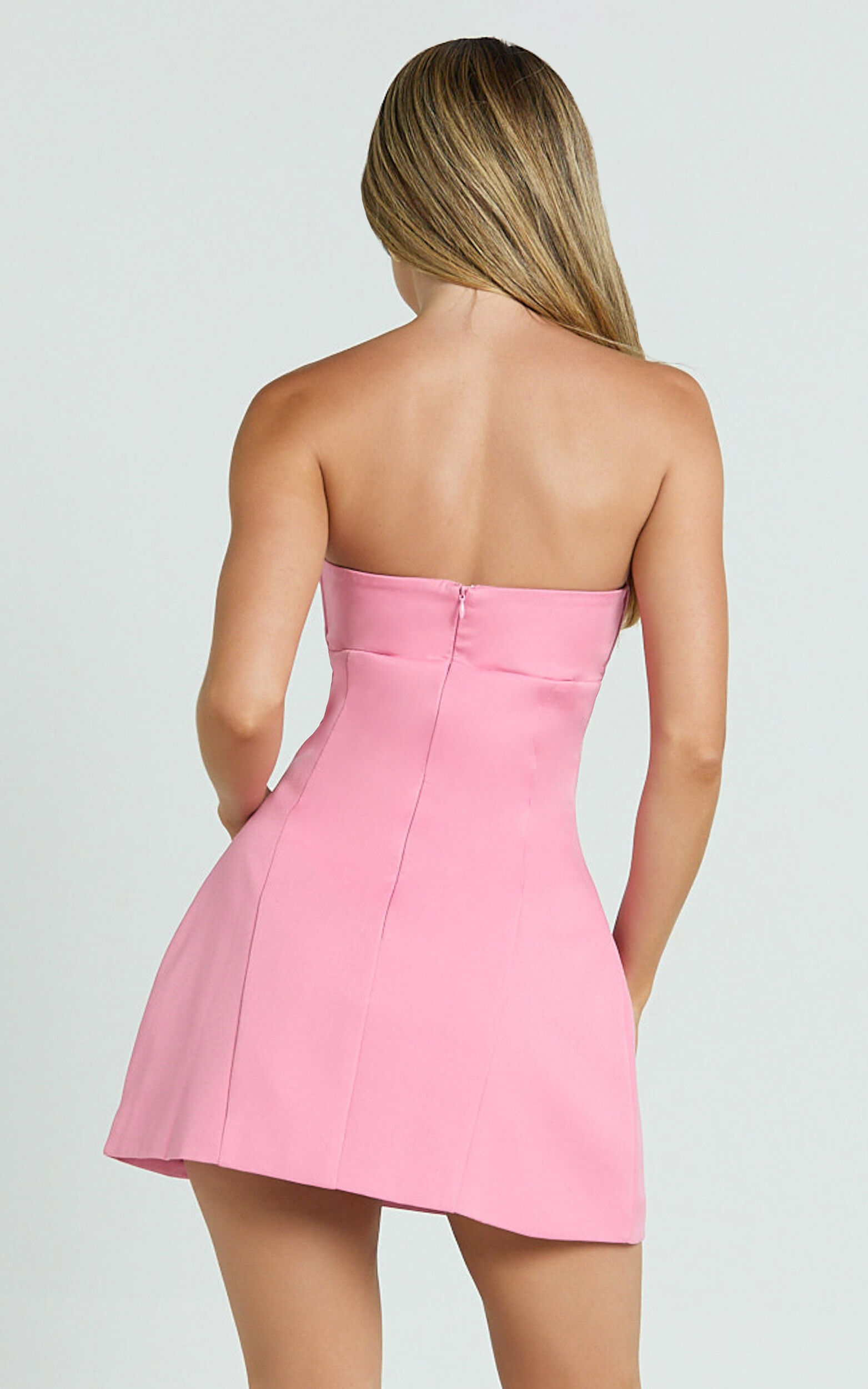 Odelle Mini Dress - Tulip Hem Cut Out 3D Floral Dress in Pink