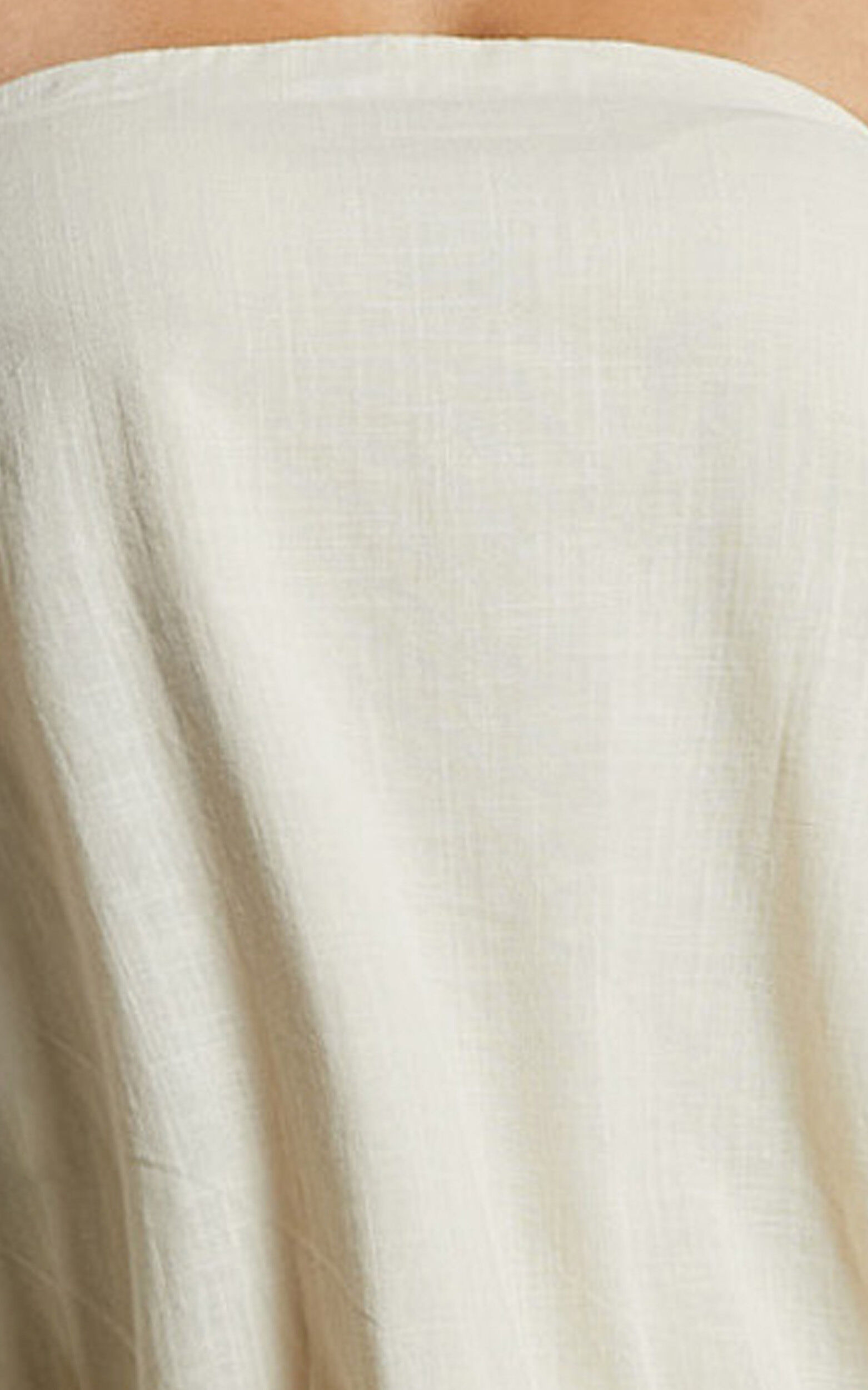 Adessa Maxi Linen Dress - Strapless A Line Dress in Beige