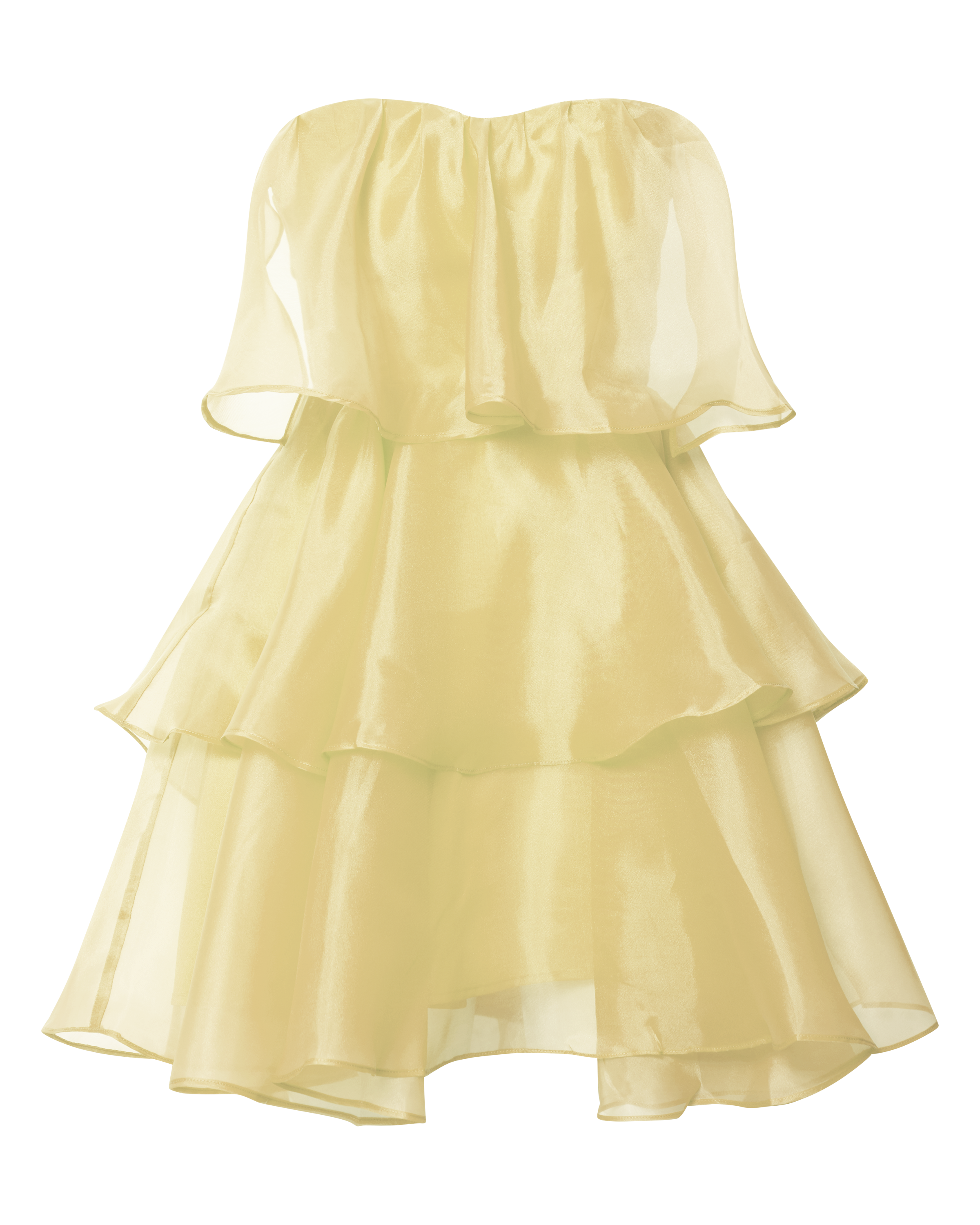 Ritta Mini Dress - Strapless Layered Dress in Yellow
