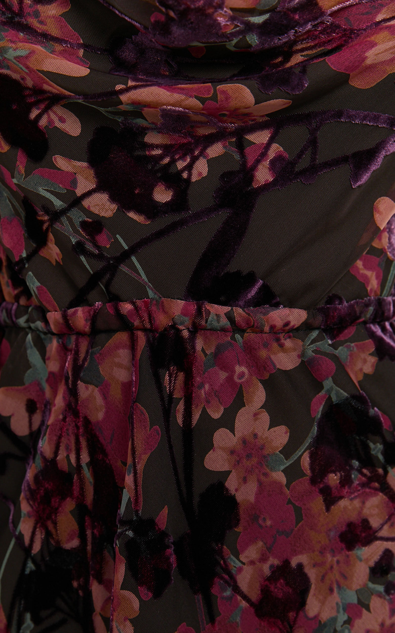 Mariana Mini Dress - Cowl Neck Drawstring Waist Slip Dress in Burn Out Floral