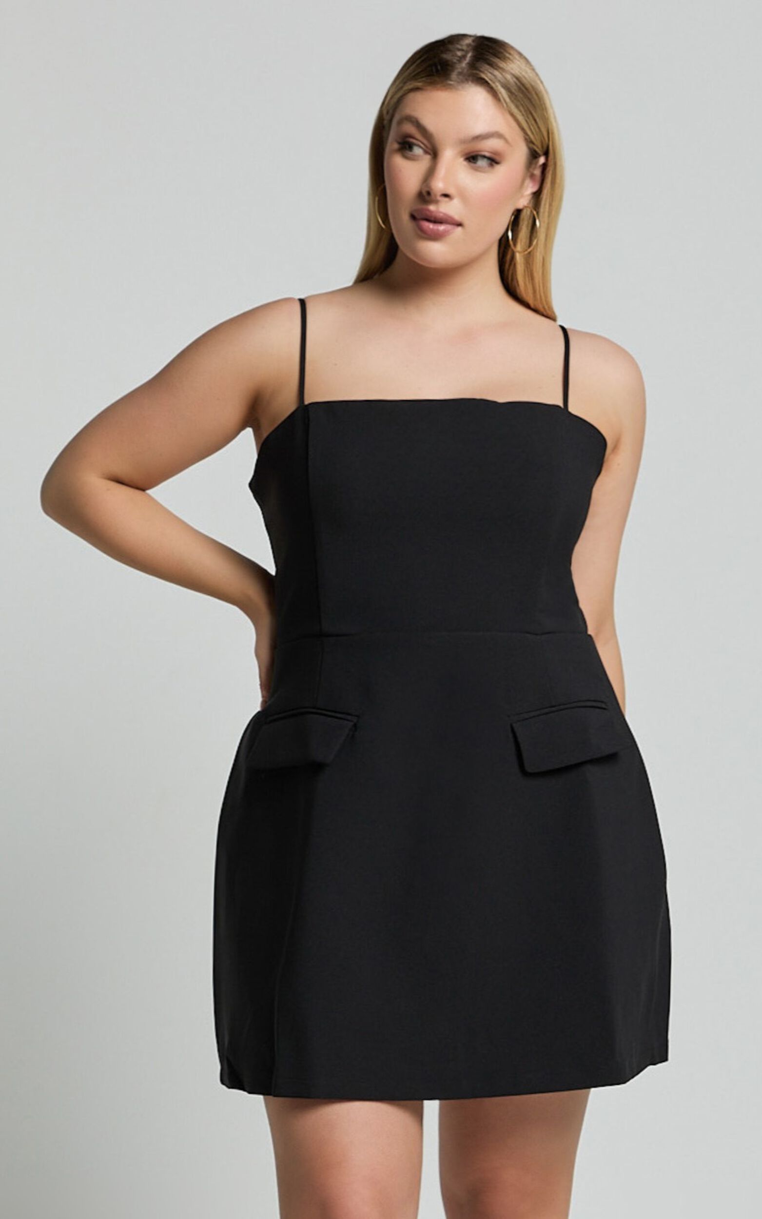 Katia Mini Dress - Strappy Corset A Line Dress in Black