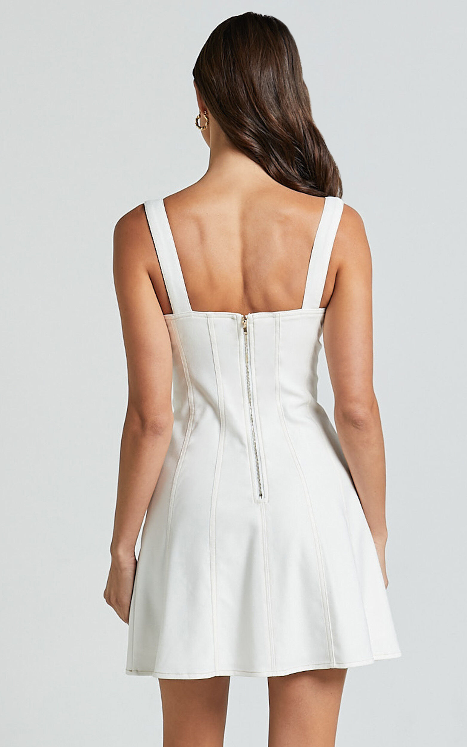 Dove Mini Dress - Sweetheart Wide Strap Fit and Flare Dress in White