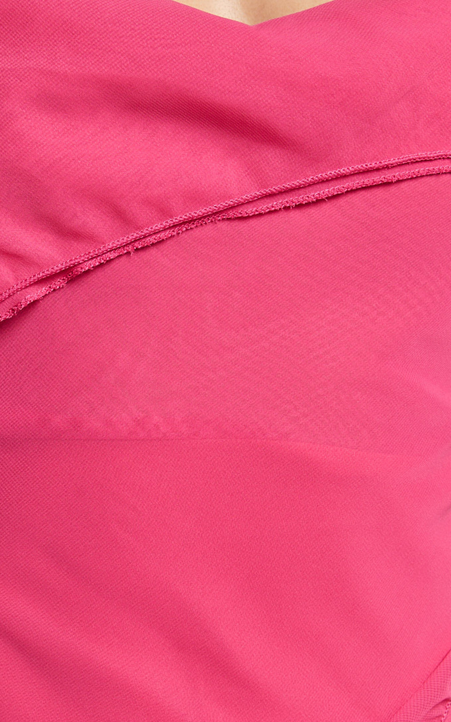 Connie Midi Dress- Ruffle Detail Dress in Hot Pink