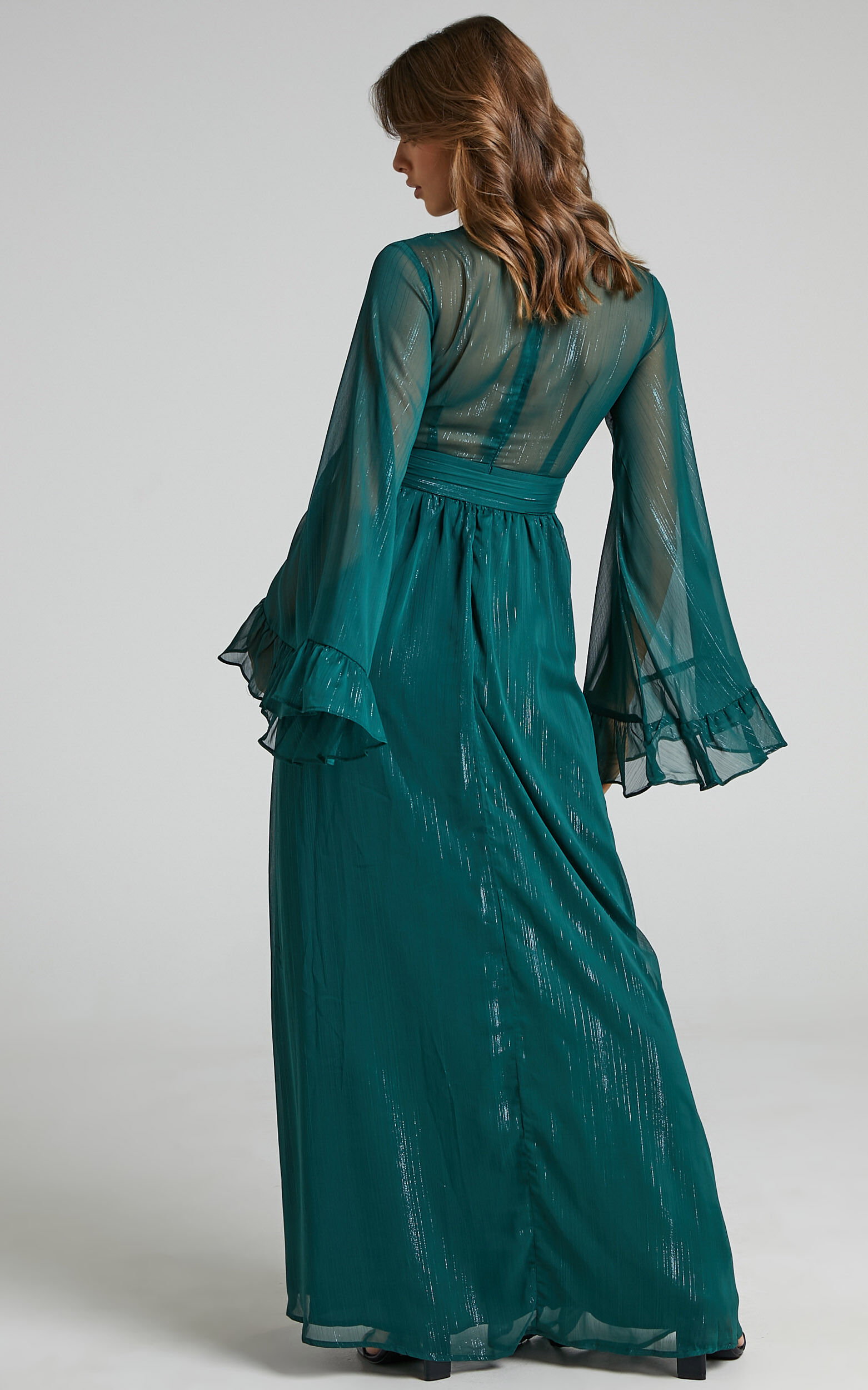 Dangerous Woman Maxi Dress - Plunge Thigh Split Dress in Emerald