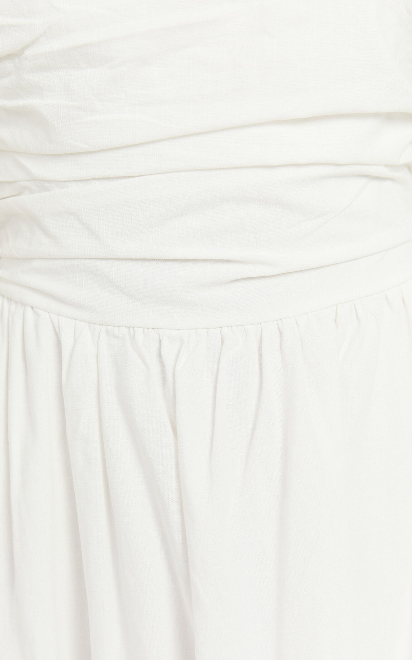 Polly Midi Dress - Strapless Ruched Dress in White