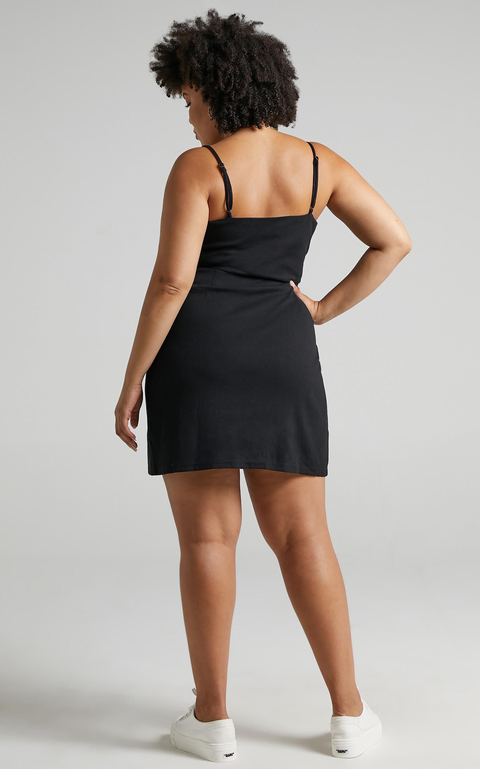 Island Babe Mini Dress - Strappy Bodycon Dress in Black