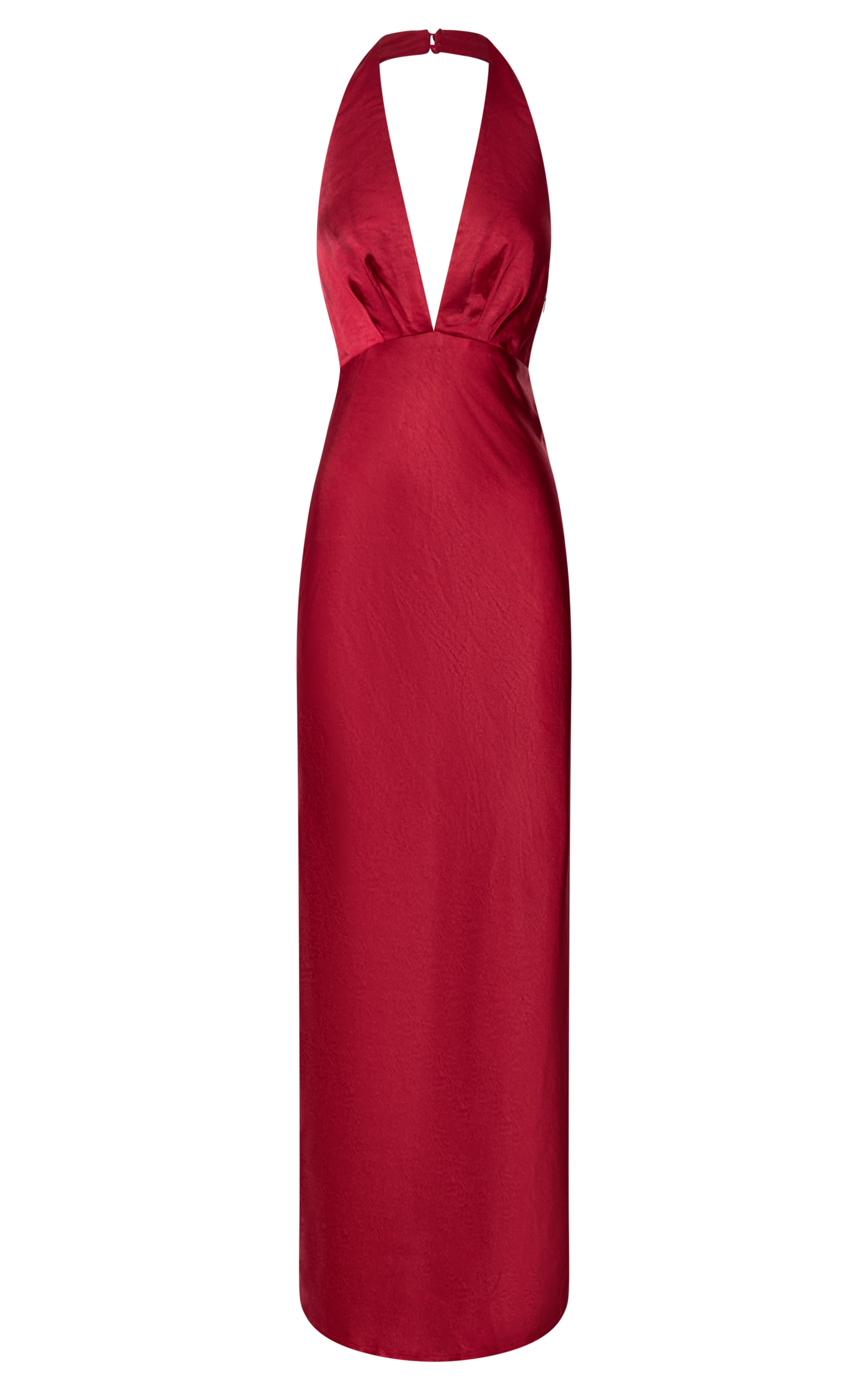 Cady Maxi Dress - Ruched Bust Rosette Detail Satin Dress in Red
