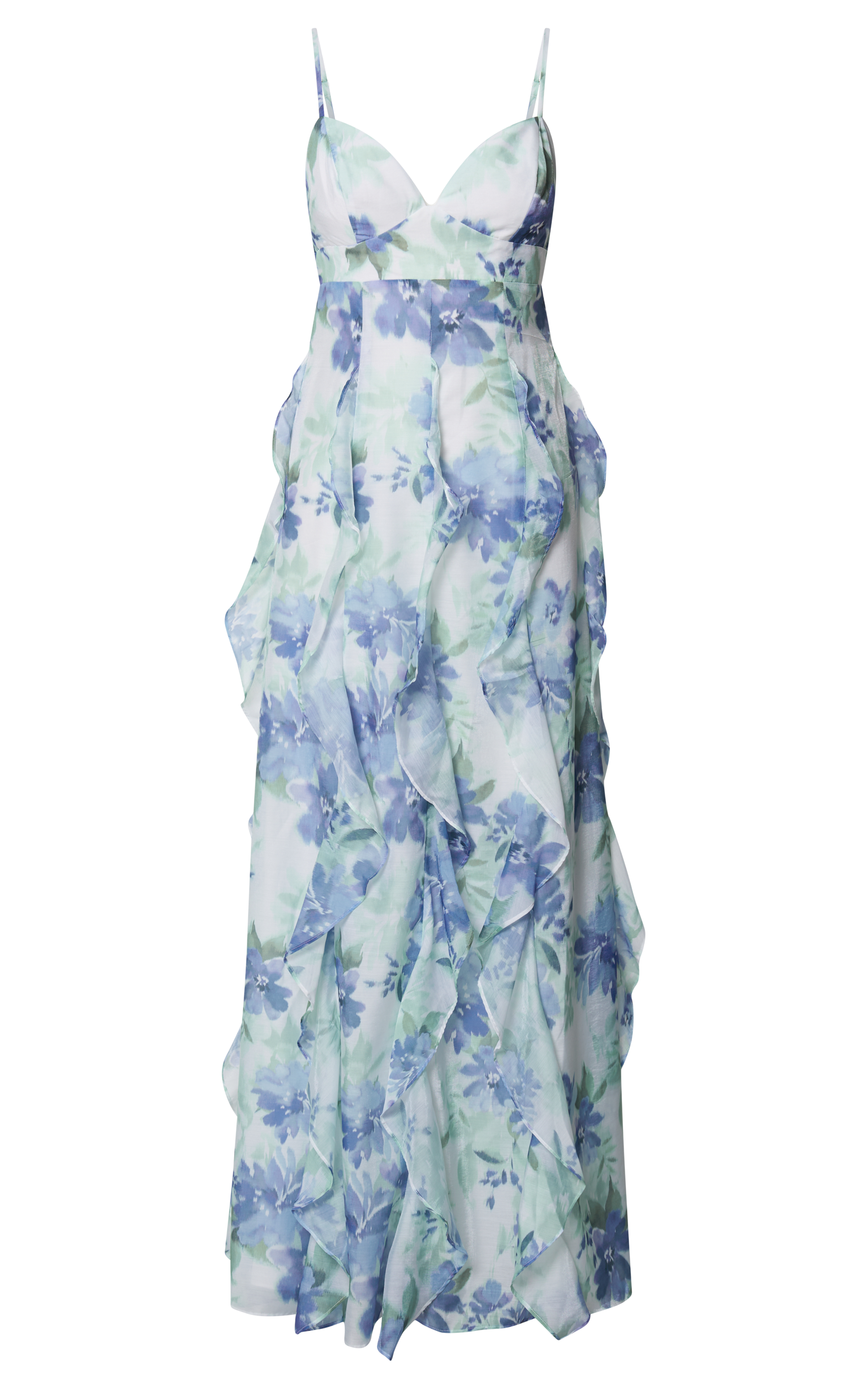 Amalie The Label - Rosalie Strappy Cut Out Ruffle Detail Maxi Dress in Elysian Print