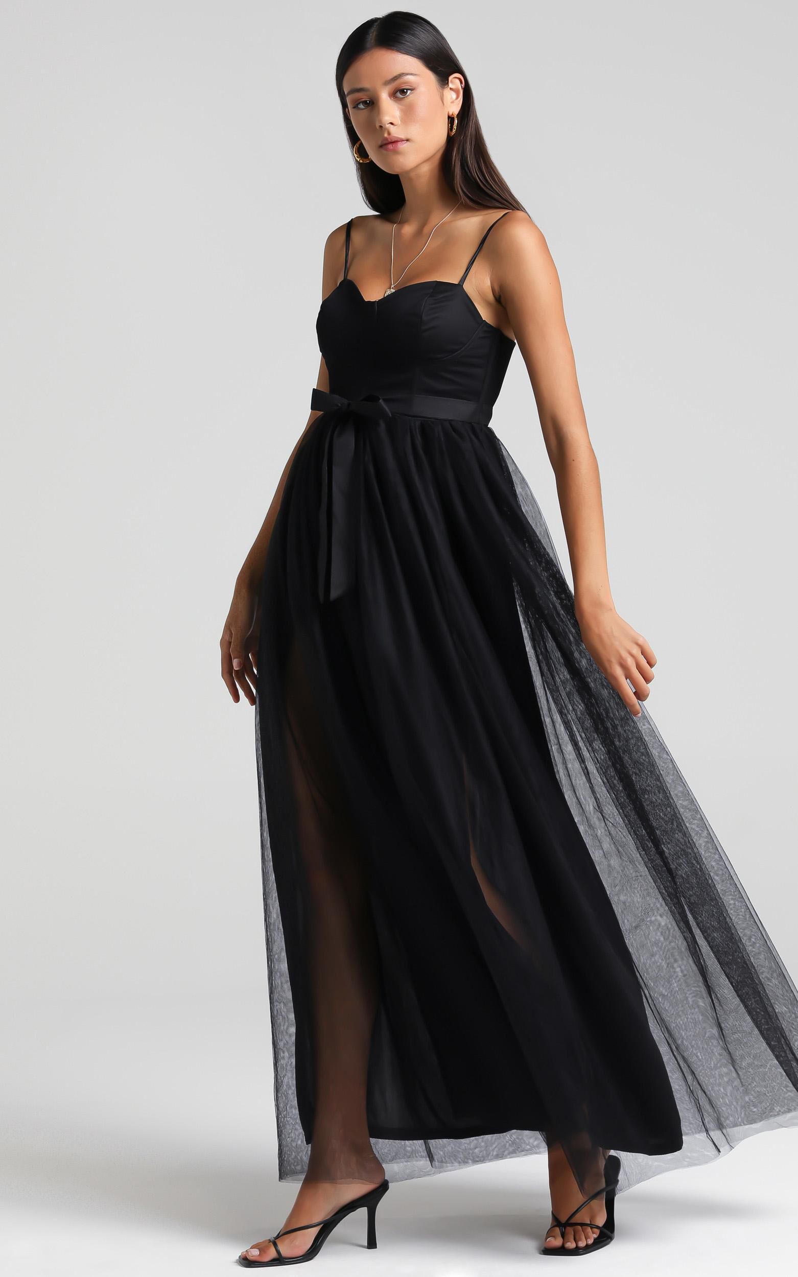 At The Altar Midi Dress - Bodice Dress in Black