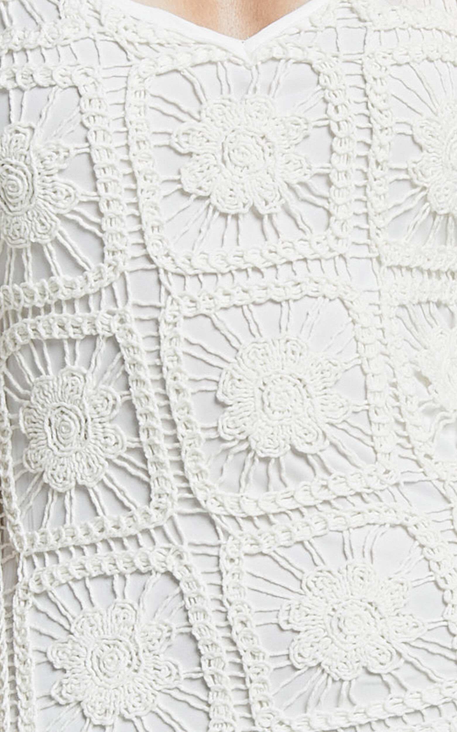 Antwerp Midi Dress - Strappy Bodycon Dress in White Crochet