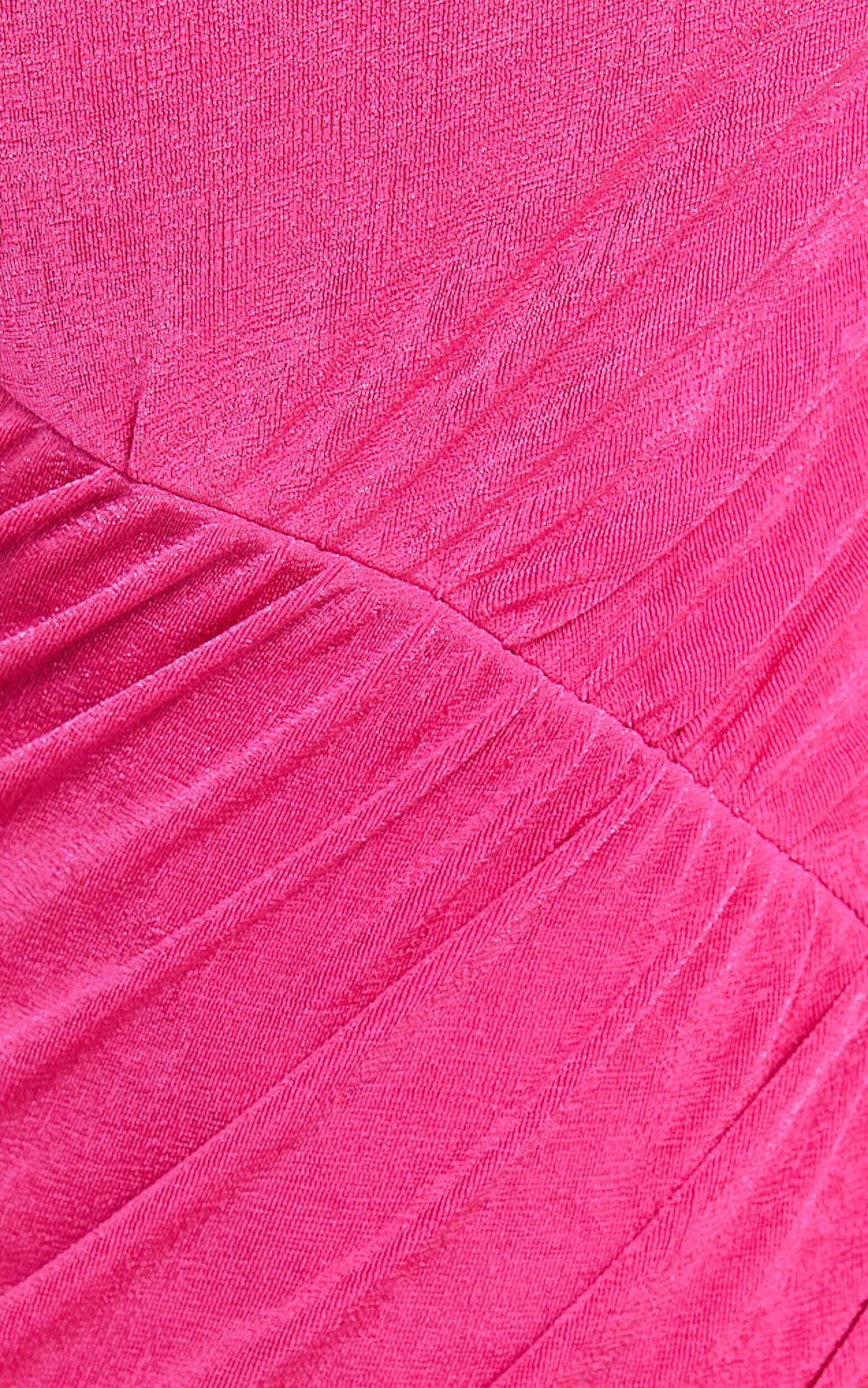 Cristle Midi Dress - One Shoulder Side Cut Out Thigh Split Dress in Hot Pink