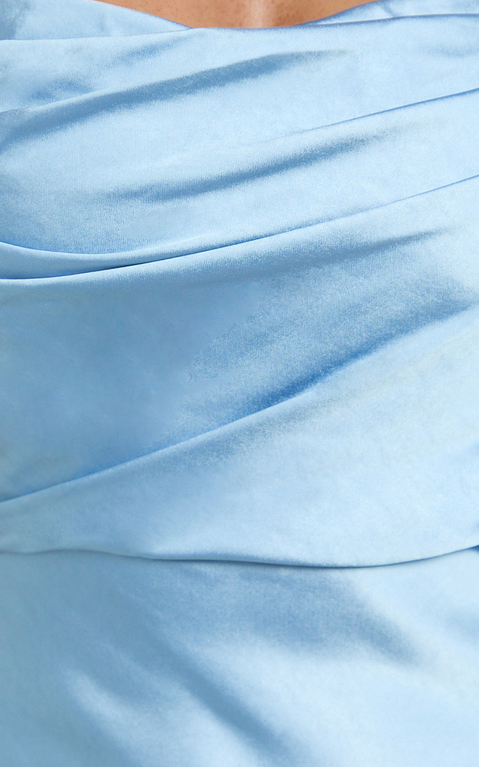 Hanna Maxi Dress - Satin Cowl Neck Low Back Dress in Blue