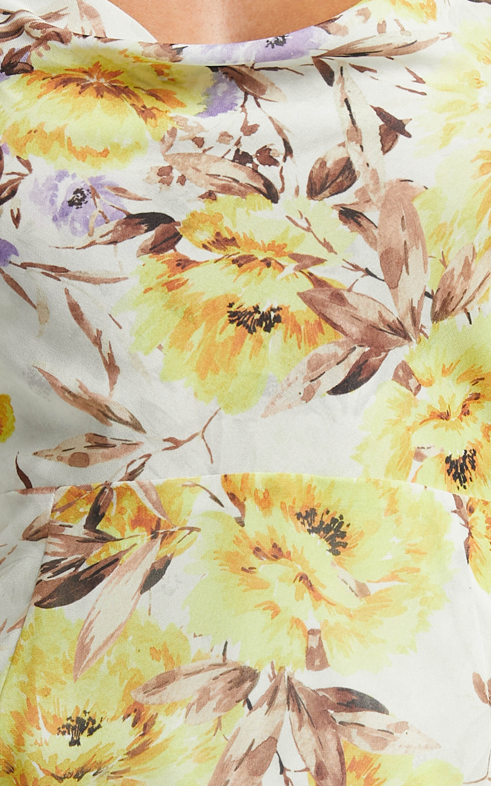 Sutton Midi Dress - Cowl Neckline Strappy Frill Hem in Dahlia Watercolour