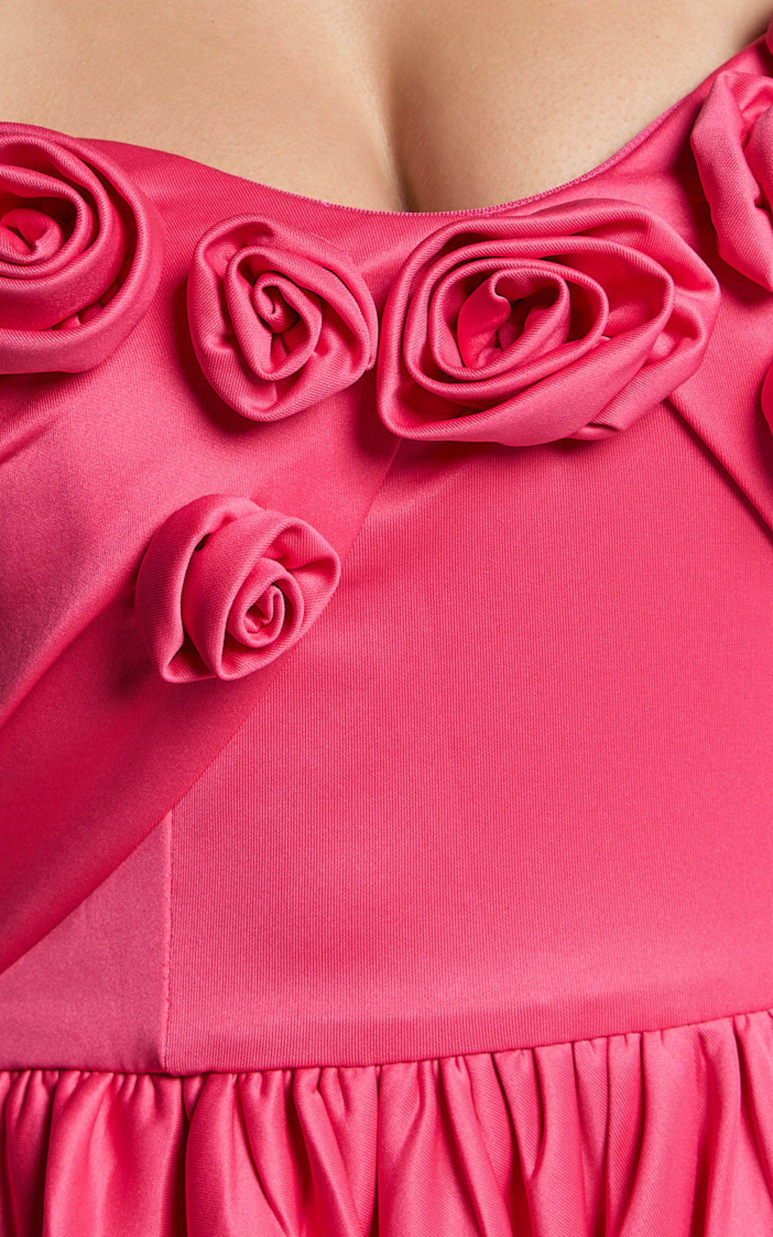 Angeletta Mini Dress - Sweetheart Rosette Detail Fit & Flare in Pink