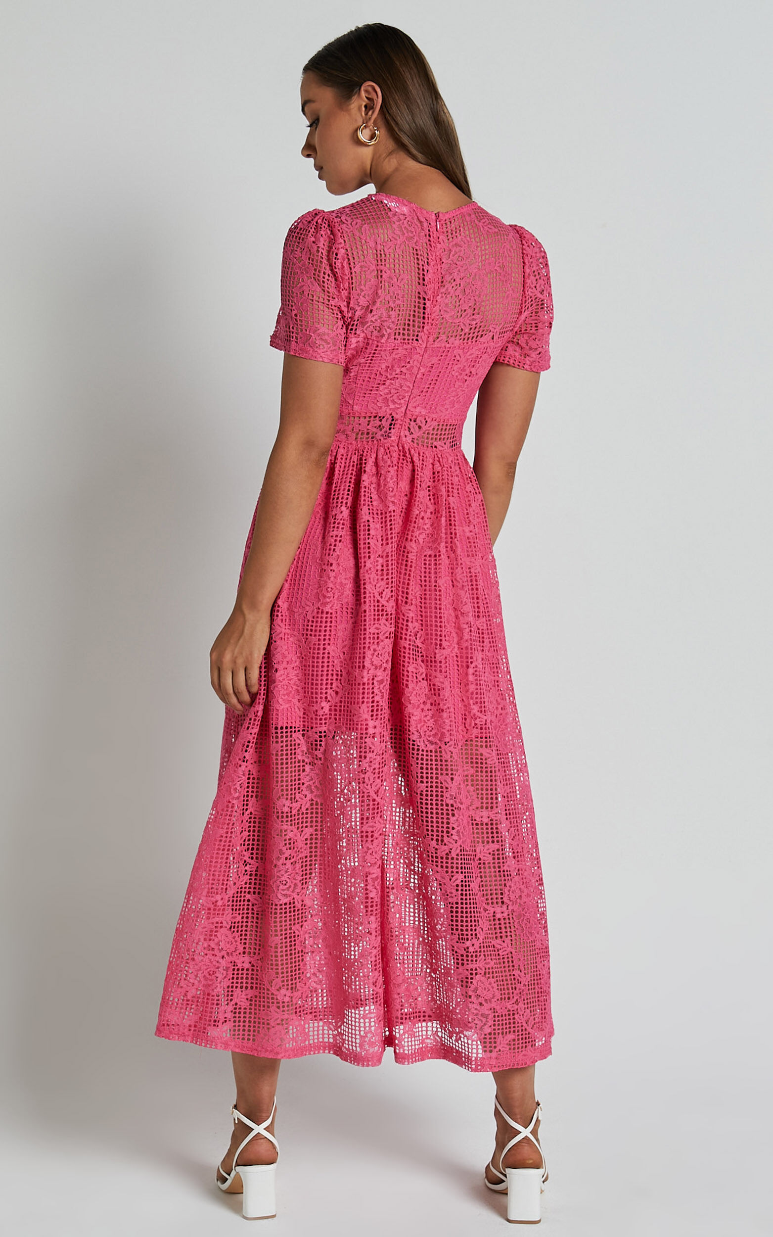 Leon Midi Dress - Short Sleeve Dress in Pink