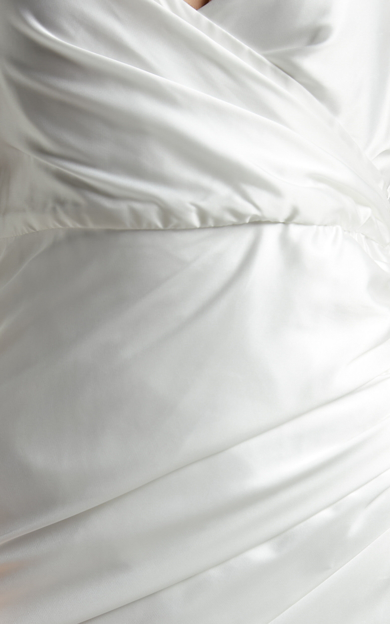 Joesa Bridal Gown - Split V Neck Fixed Wrap Gown in White