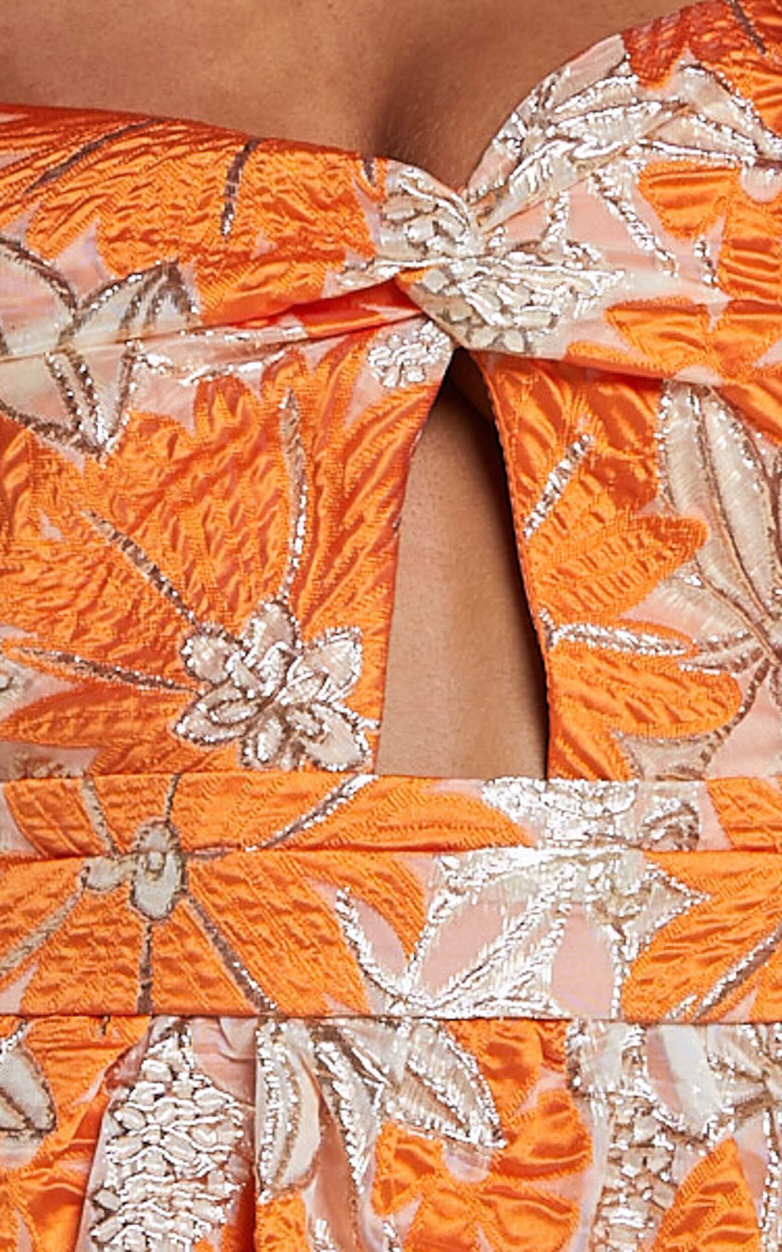 Alena Mini Dress - Sweetheart Sleeveless Cut Out Front Dress in Orange