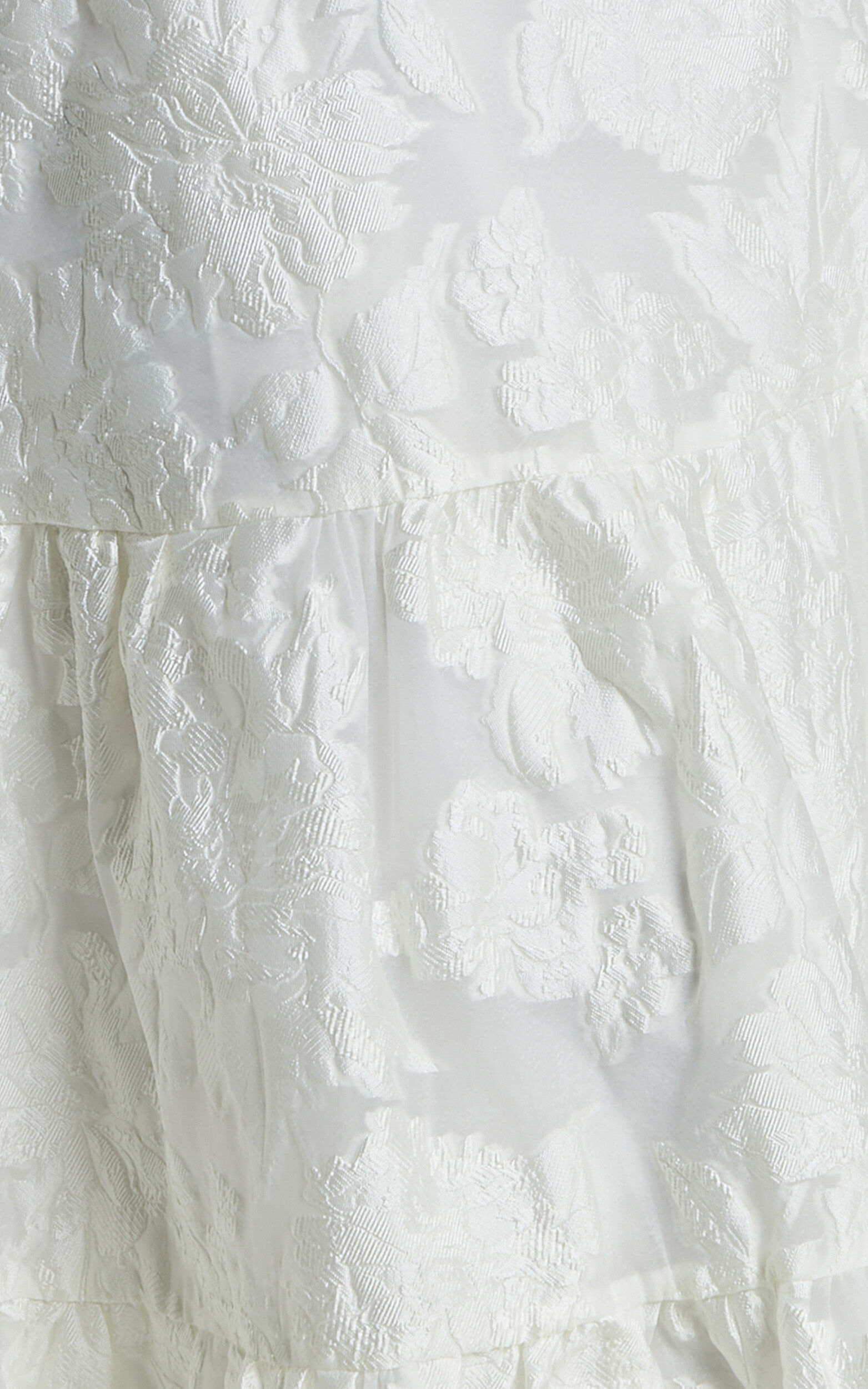 Nadette Midi Dress - One Shoulder Pleated Tiered Dress in White