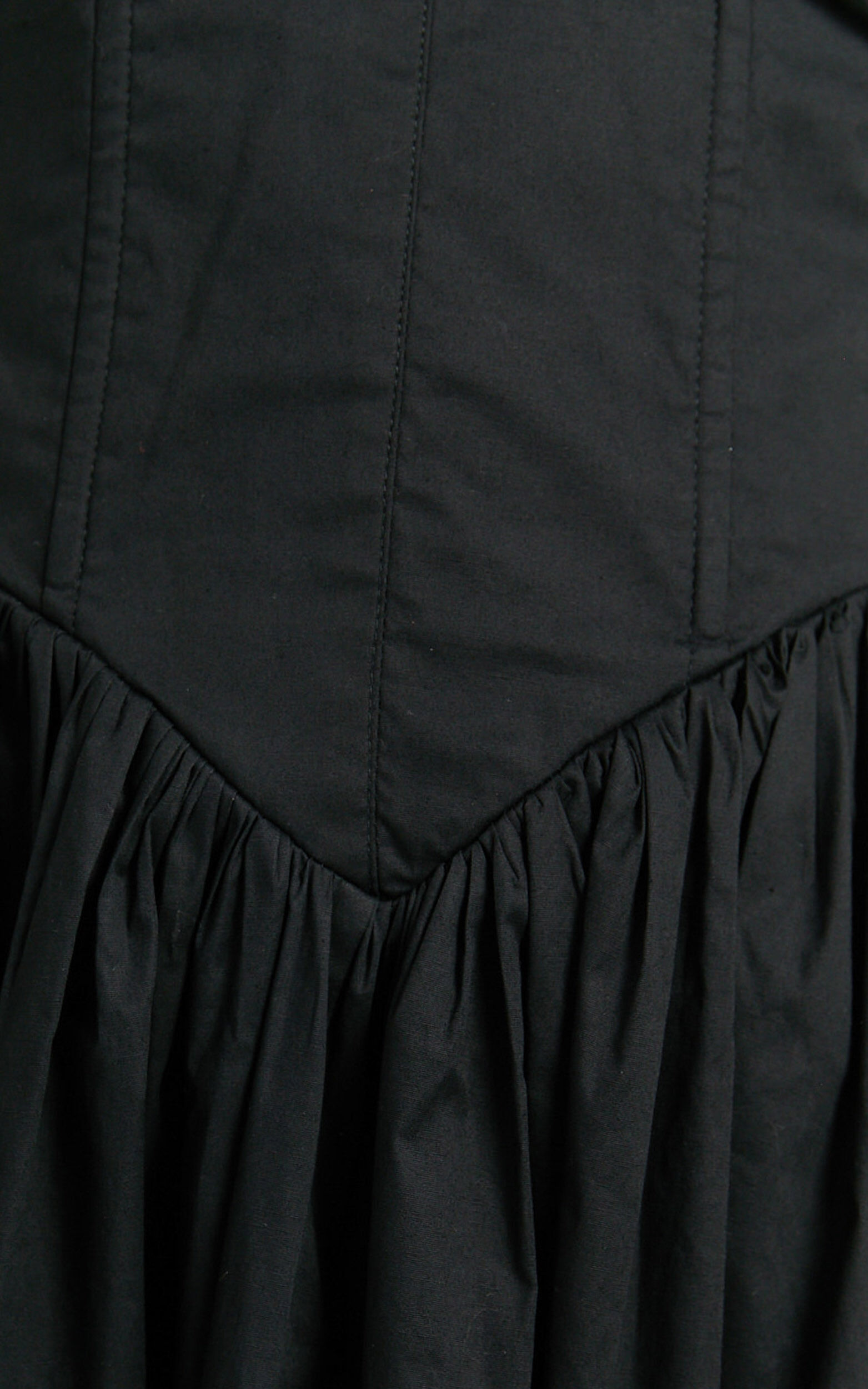 Beckett Midi Dress - Scoop Neck Drop V Waist Gathered Skirt Dress in Black