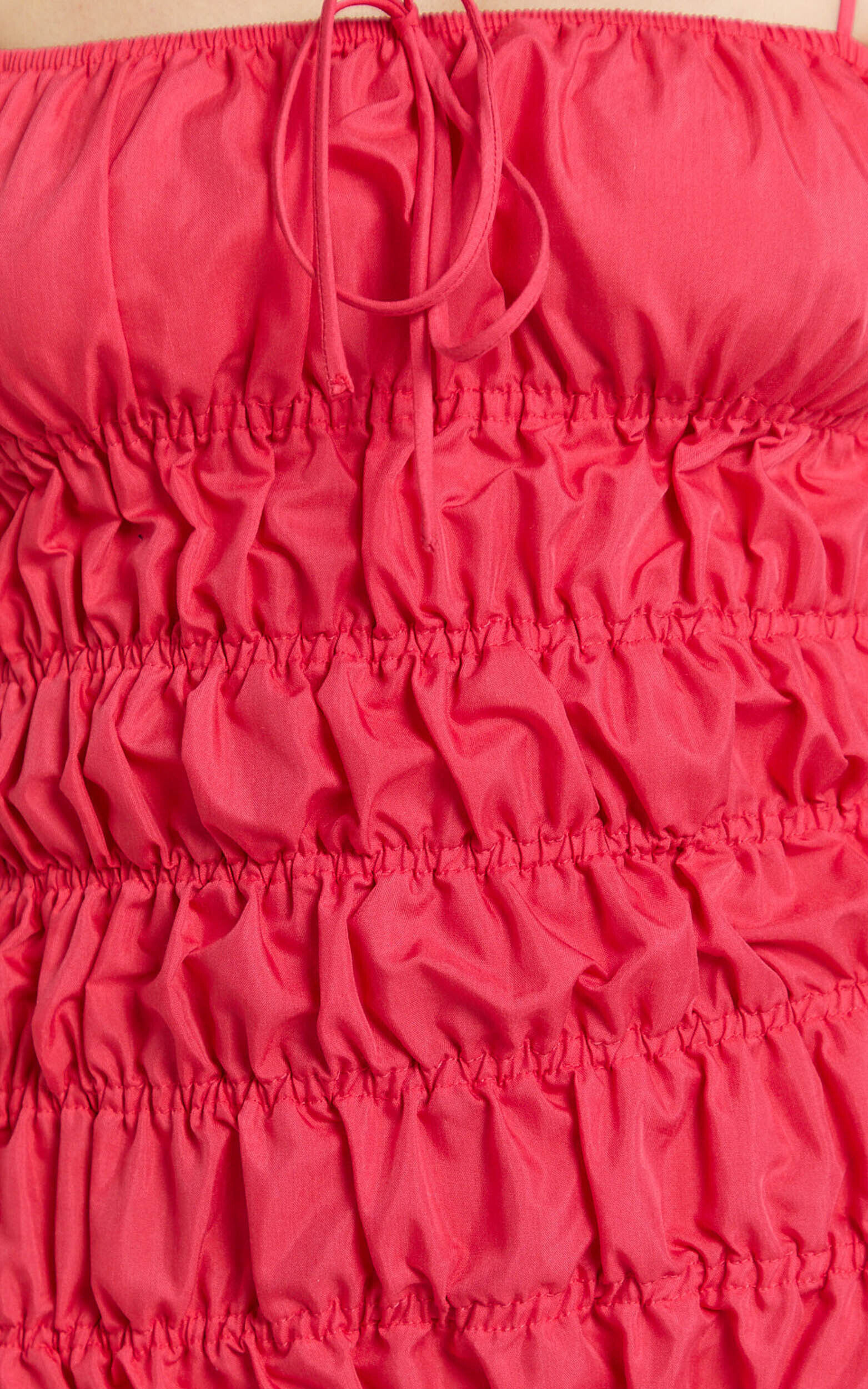 Aphrodite Mini Dress - Tie Front Gathered Dress in Red