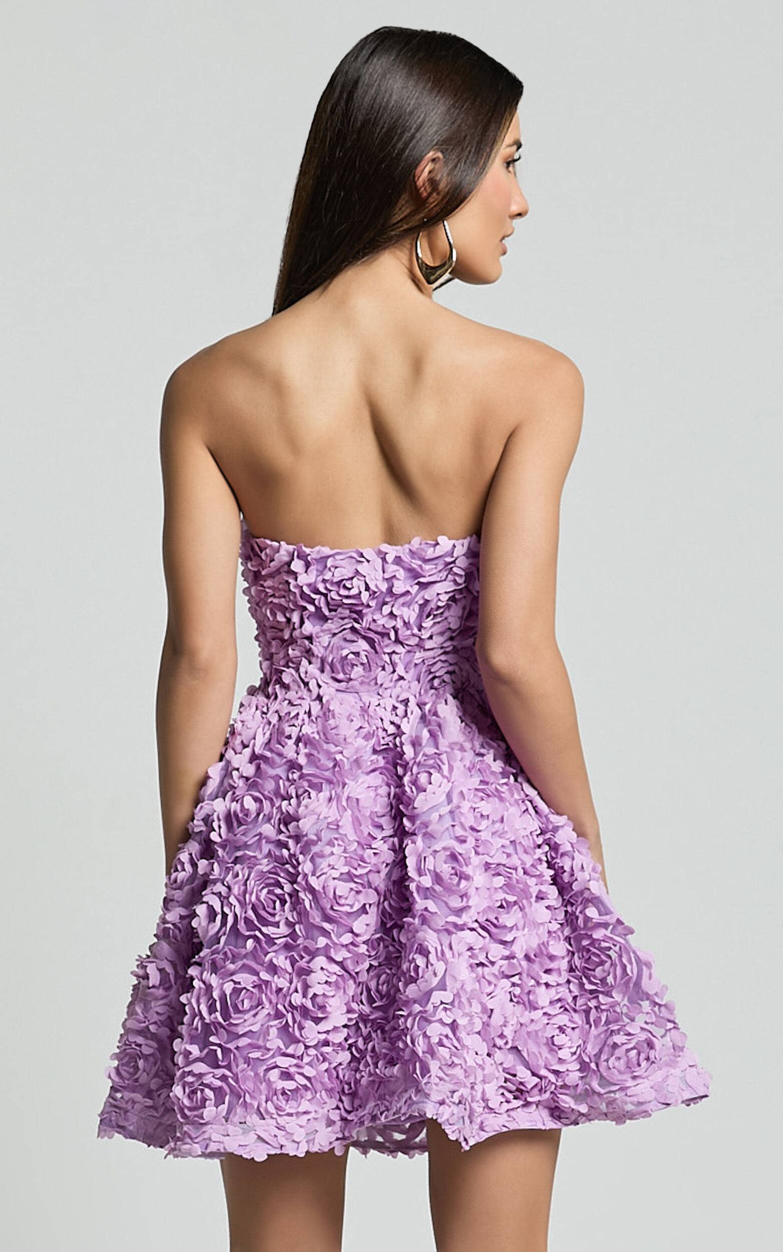 Renee Mini Dress - Strapless Sweetheart Dress in Purple
