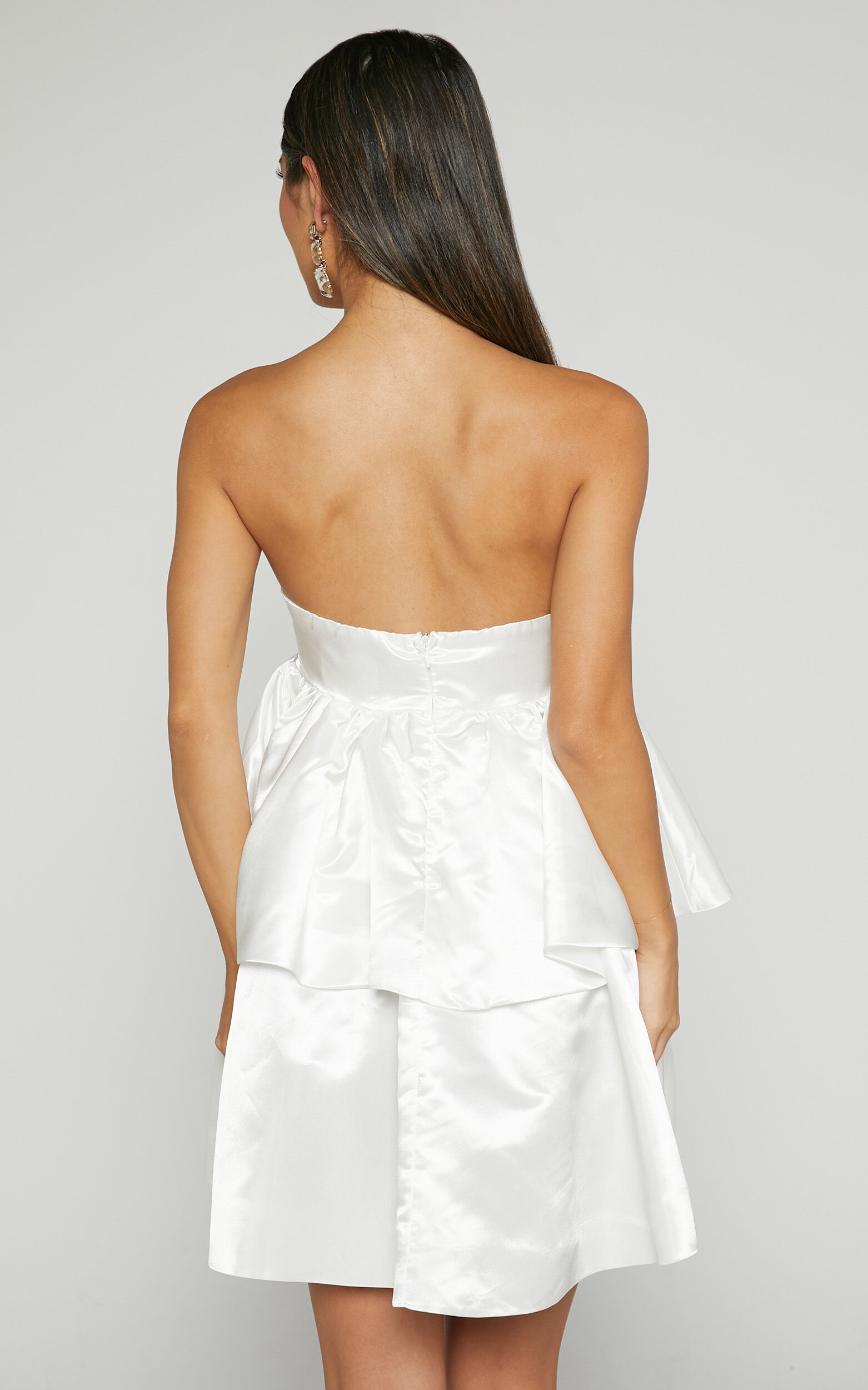 Athena Mini Dress - Strapless Layered Dress in White