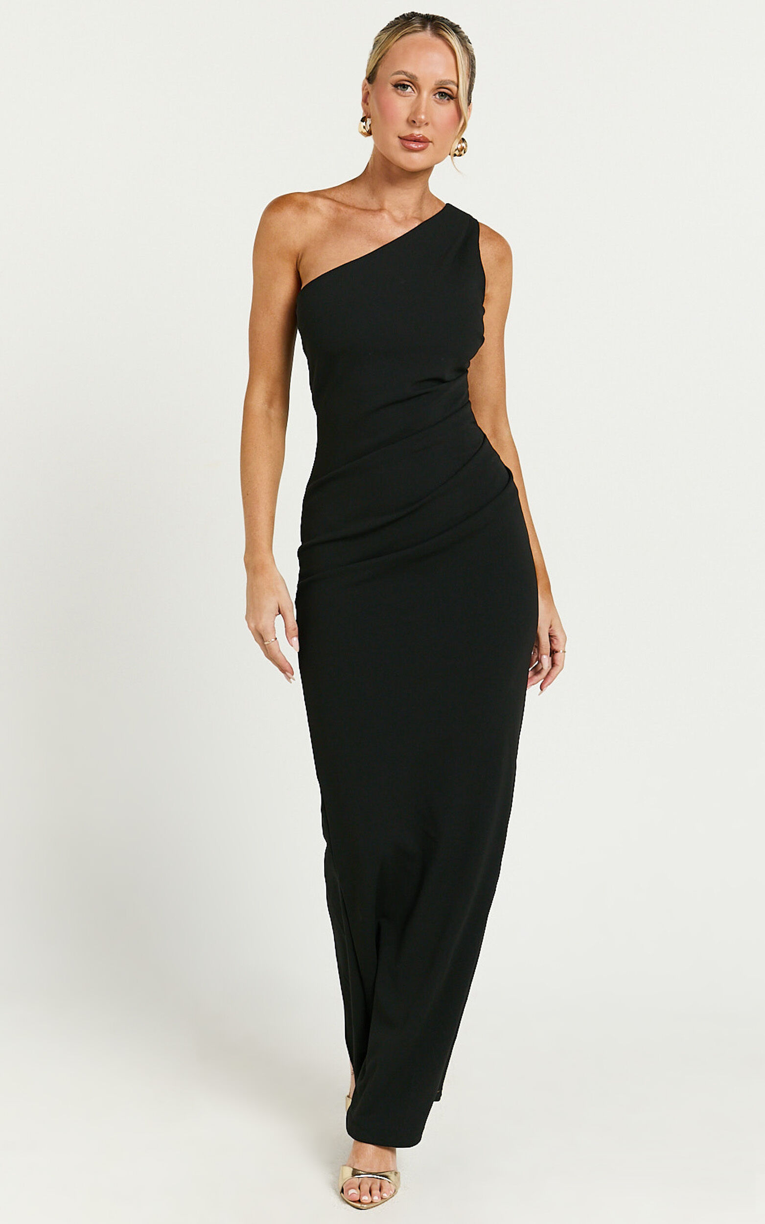 Criselda Maxi Dress - One Shoulder Maxi Dress in Black