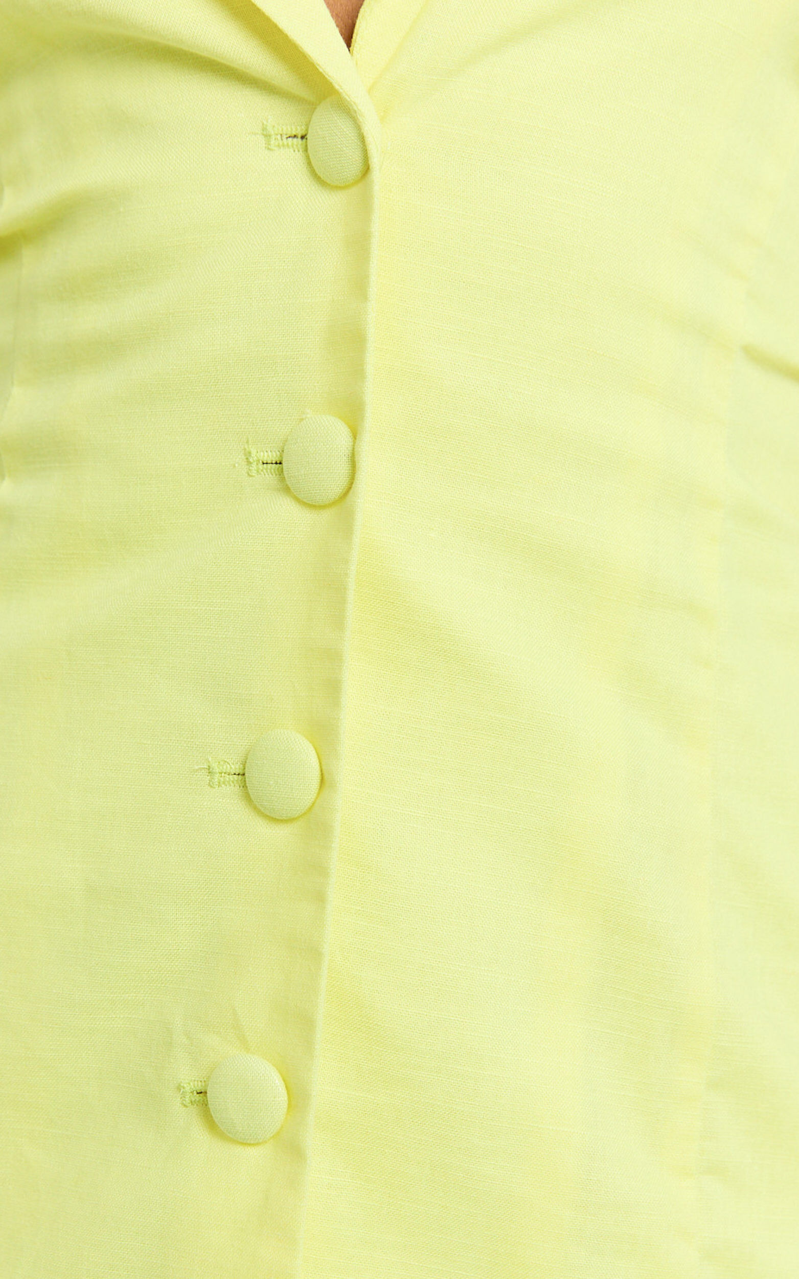 Sammie Mini Dress - Backless Halter Neck Linen Dress in Lemon