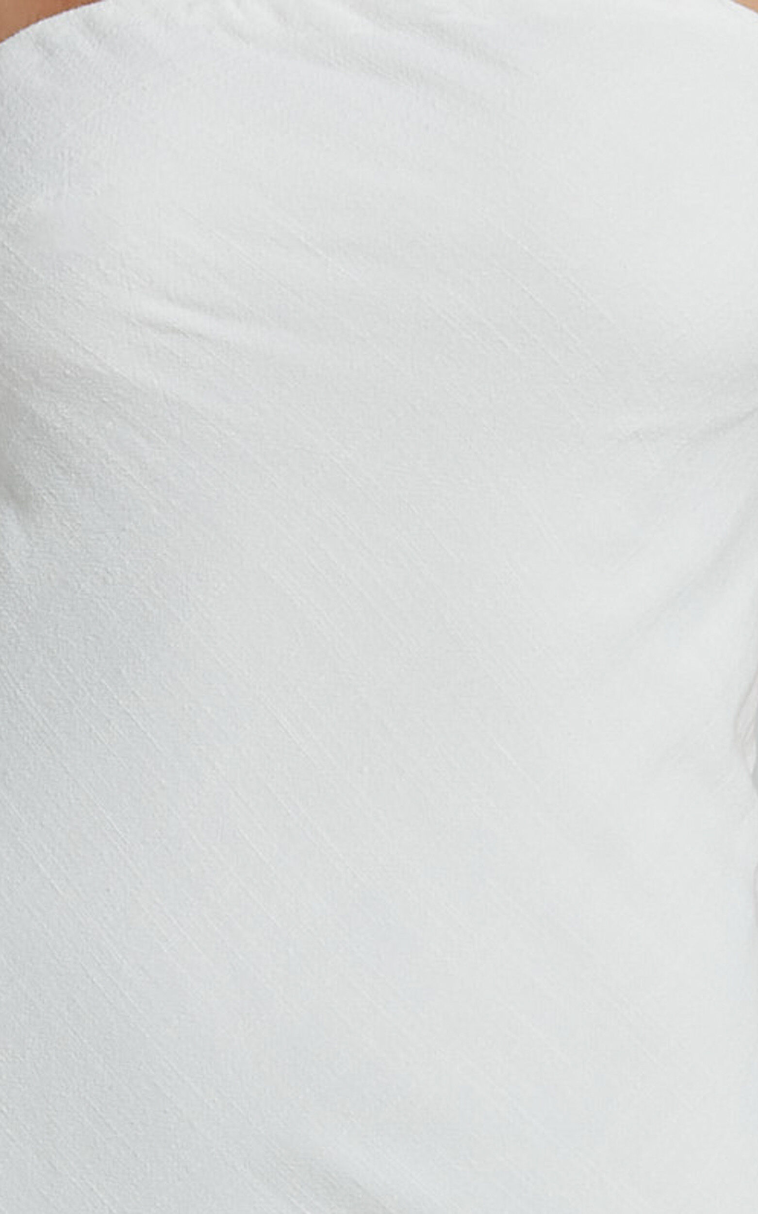 Aaliya Midi Dress - Linen Strapless Slip Dress in Off White